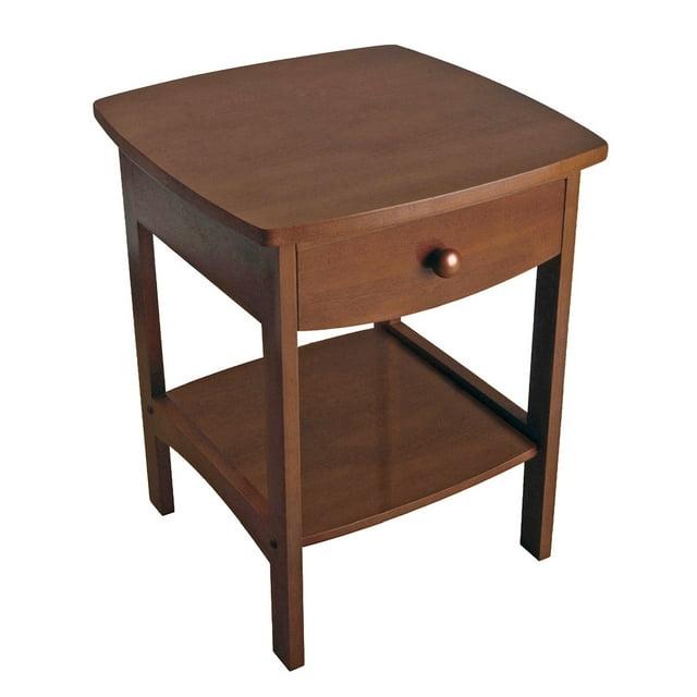 Winsome End Table Walnut: Hardwood Frame, MDF Top, Rectangular Side Table with Shelf & Drawer