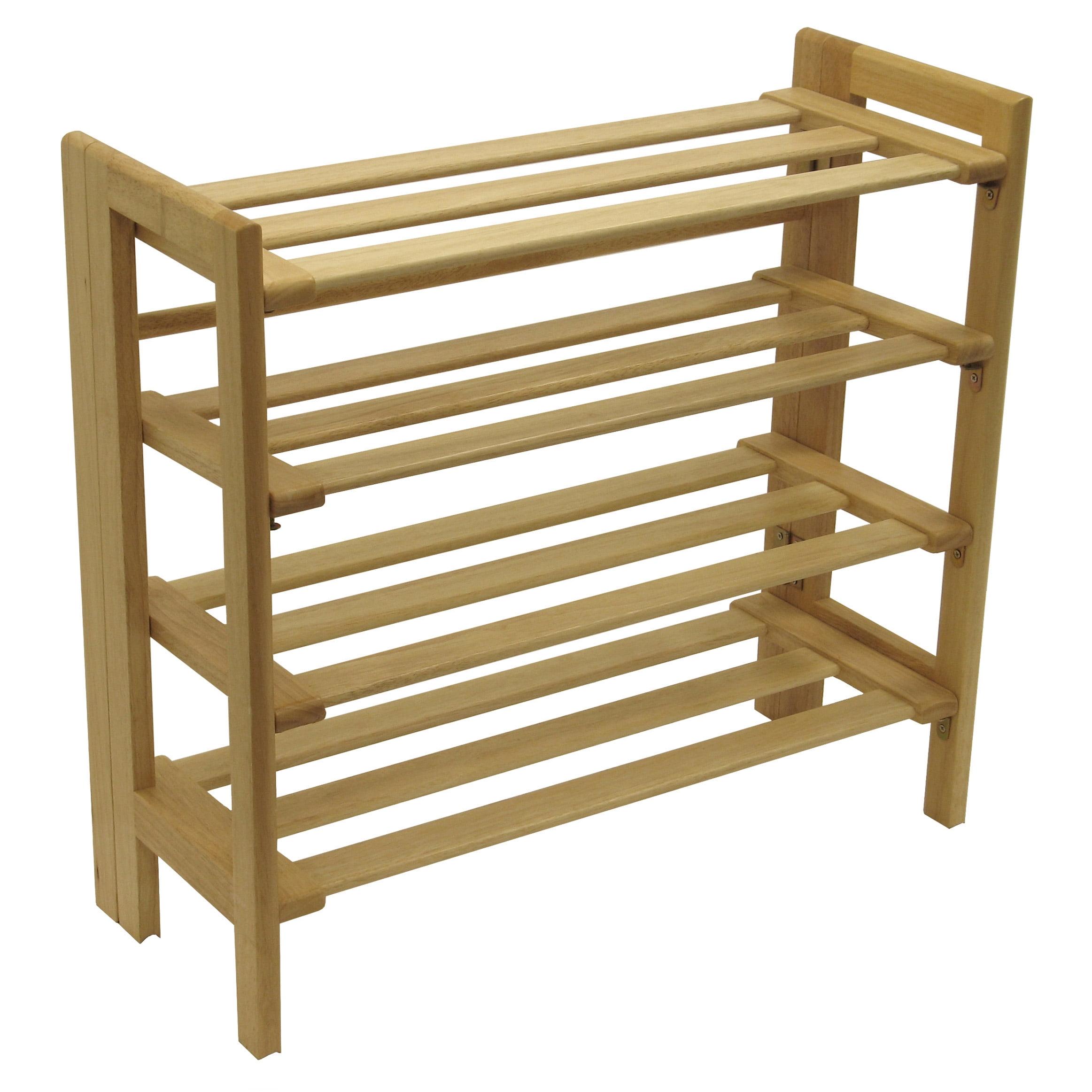 Winsome Natural Beech Wood Stackable 4-Tier Shoe Rack