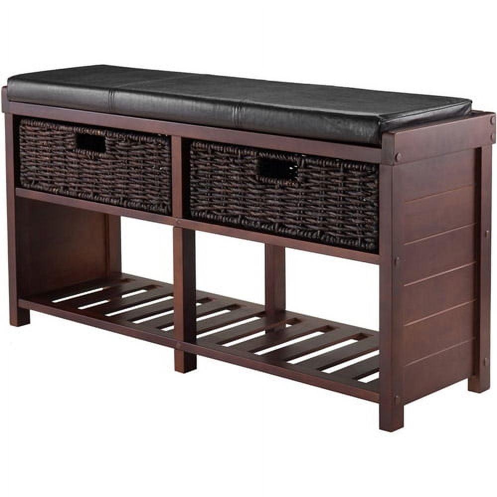 Colin Entryway Storage Bench with Cushion Cappuccino - Winsome: Upholstered Wool, Wood Legs, Spot Clean