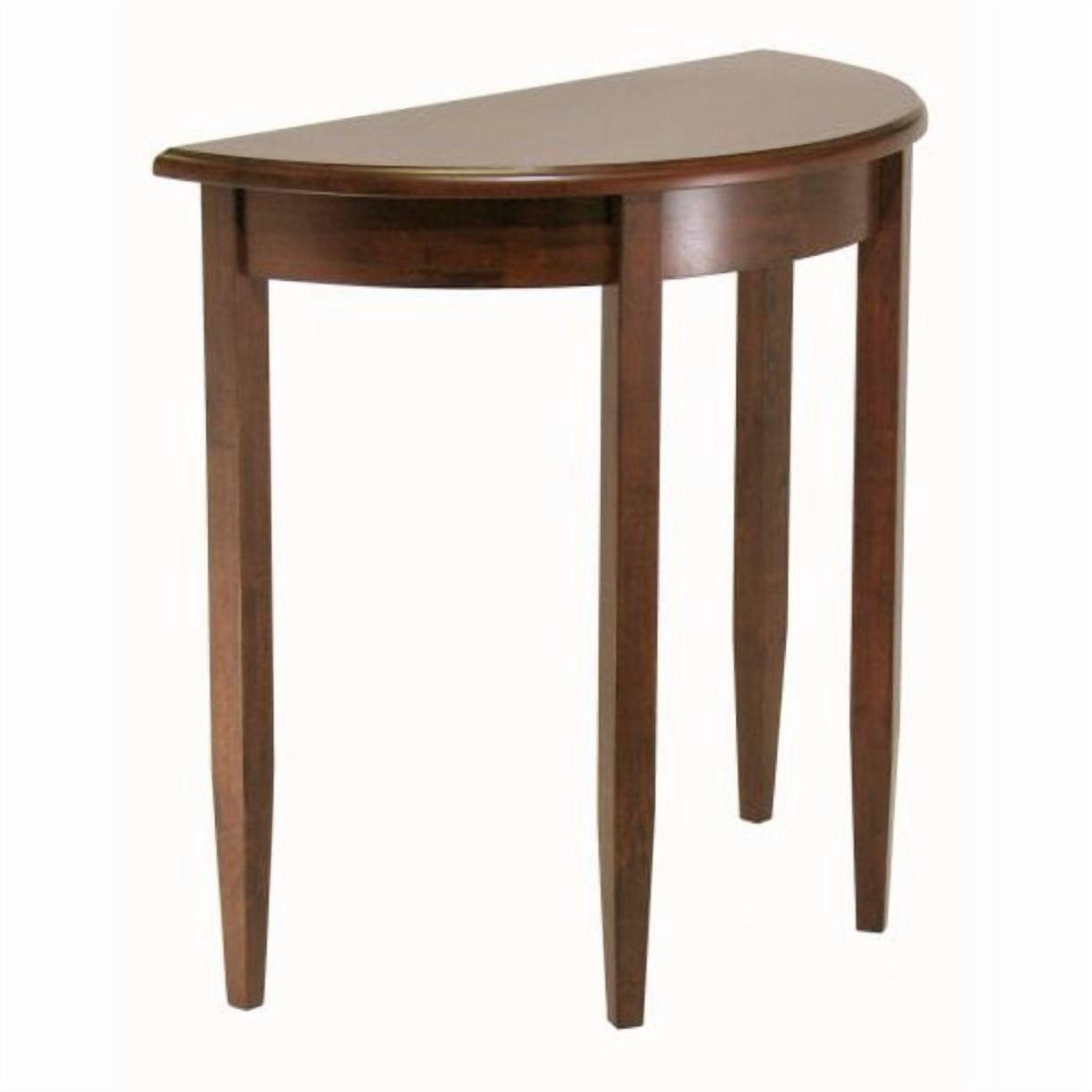 Concord Half Moon Accent Table: Antique Walnut, Tapered Legs, Space-Saving Design - Winsome