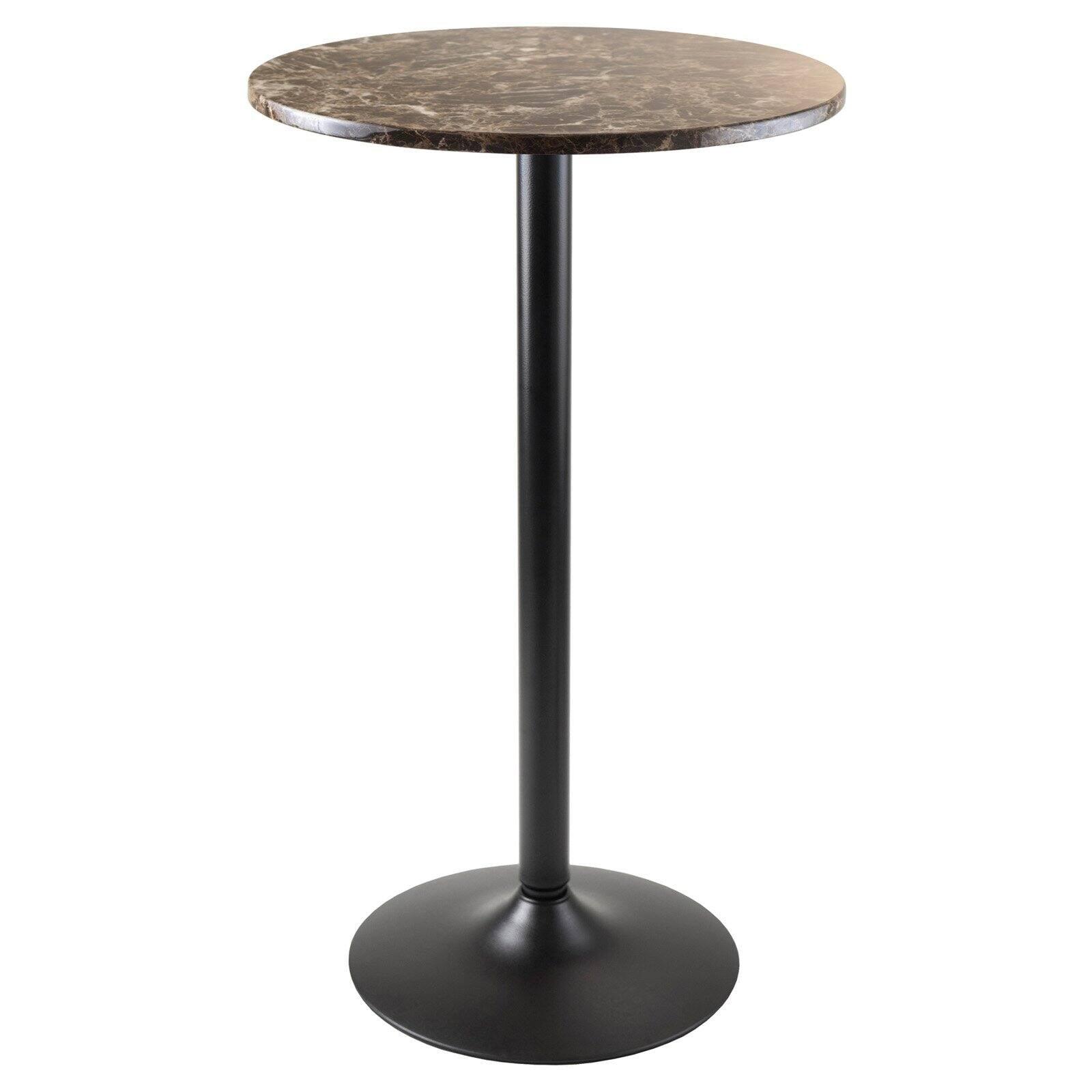 Transitional 24" Round Counter Height Faux Marble & Wood Table