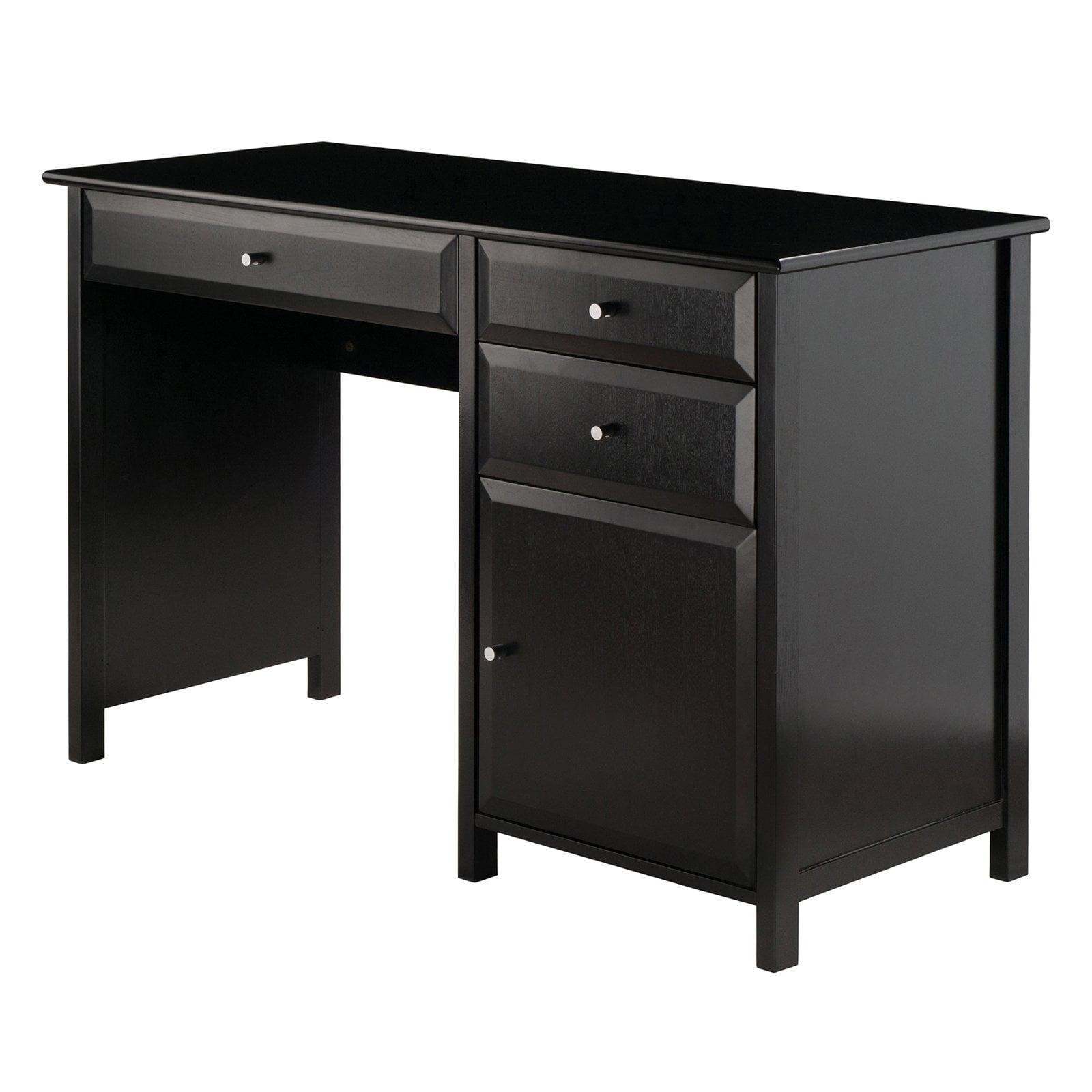 Winsome Transitional Black Wood Home Office Desk with Filing Cabinet