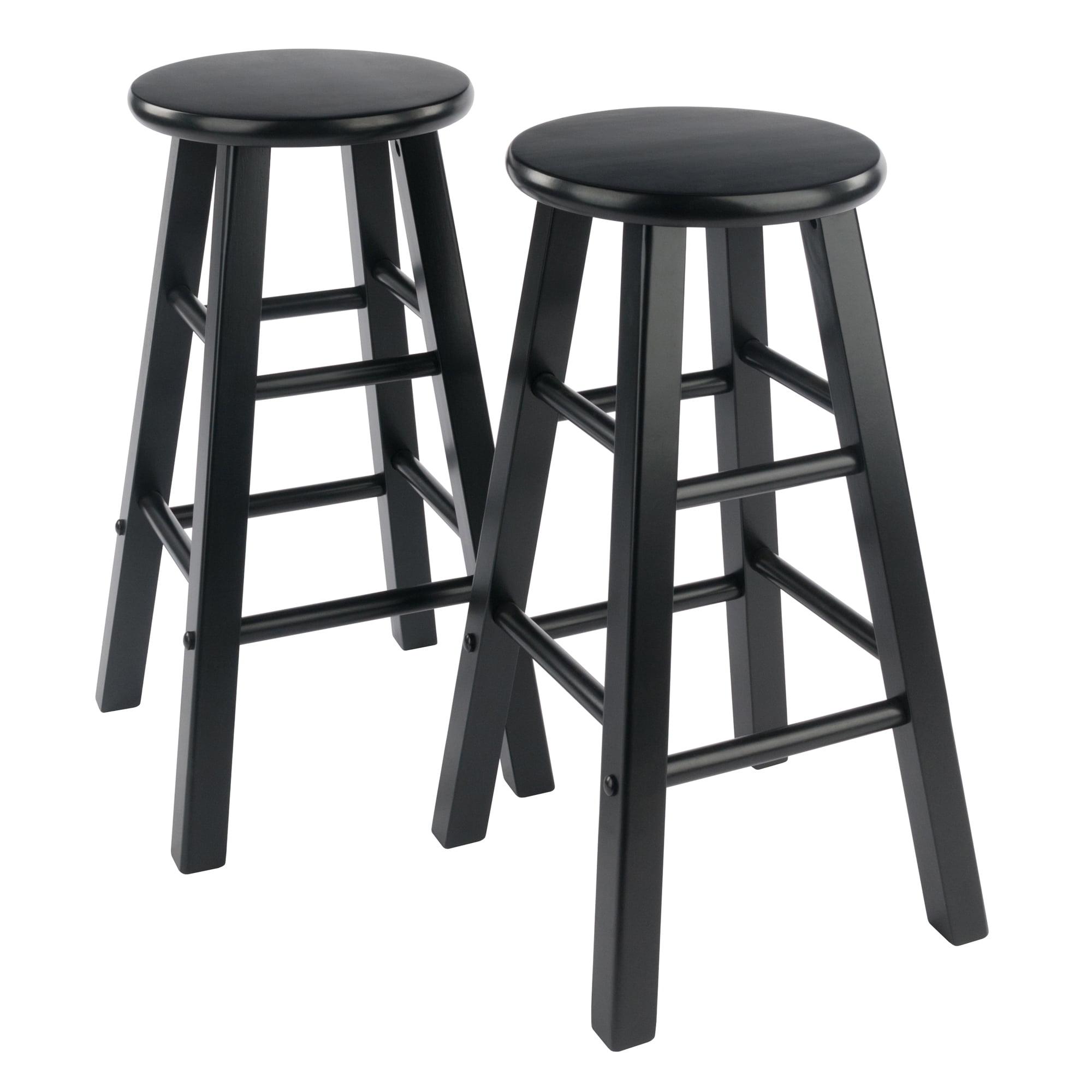 Winsome 2pc 24" Element Counter Height Barstools Black : Round Wood Frame, Non-Upholstered, Fixed Seat Height