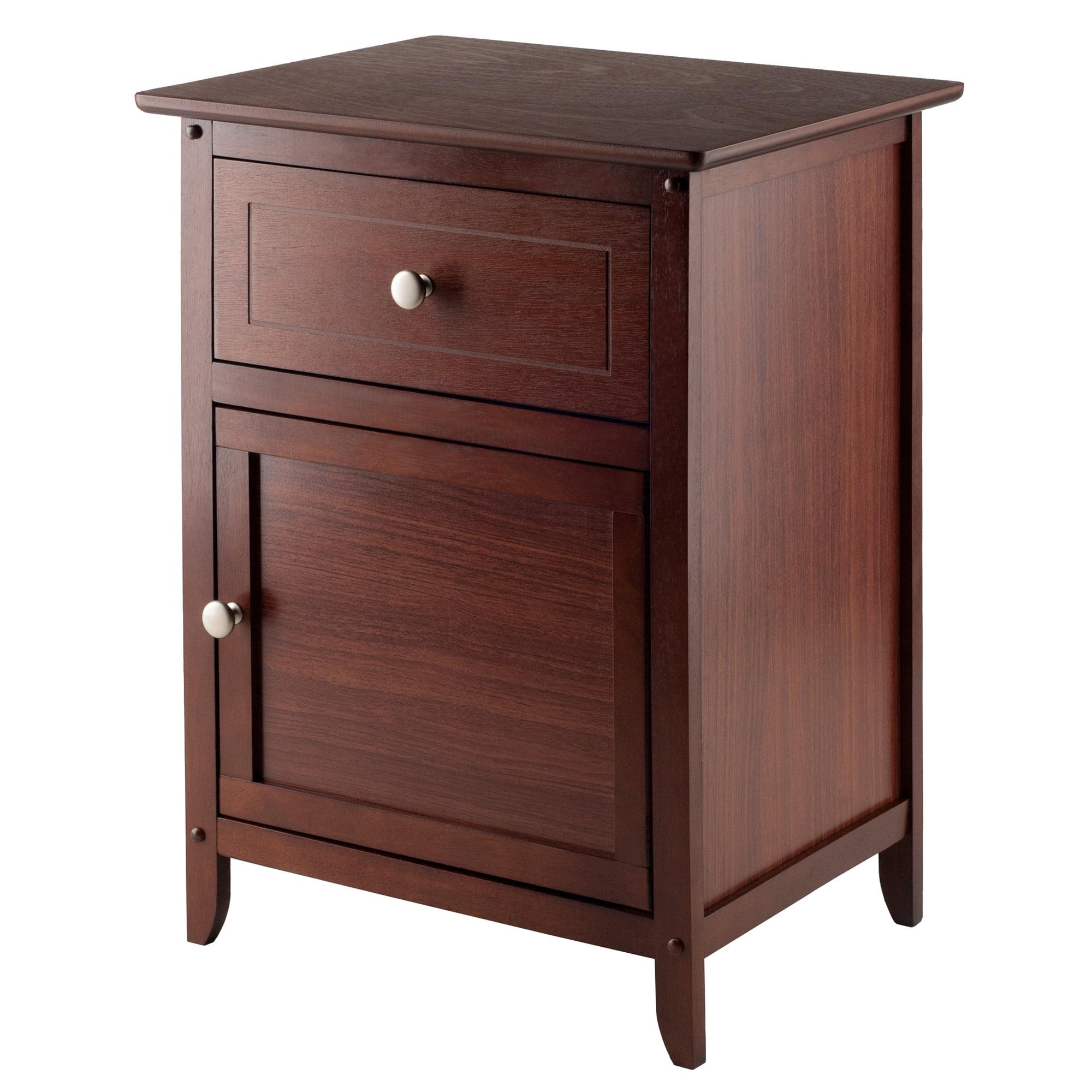 Transitional Walnut Nightstand with Drawer and Cabinet Storage