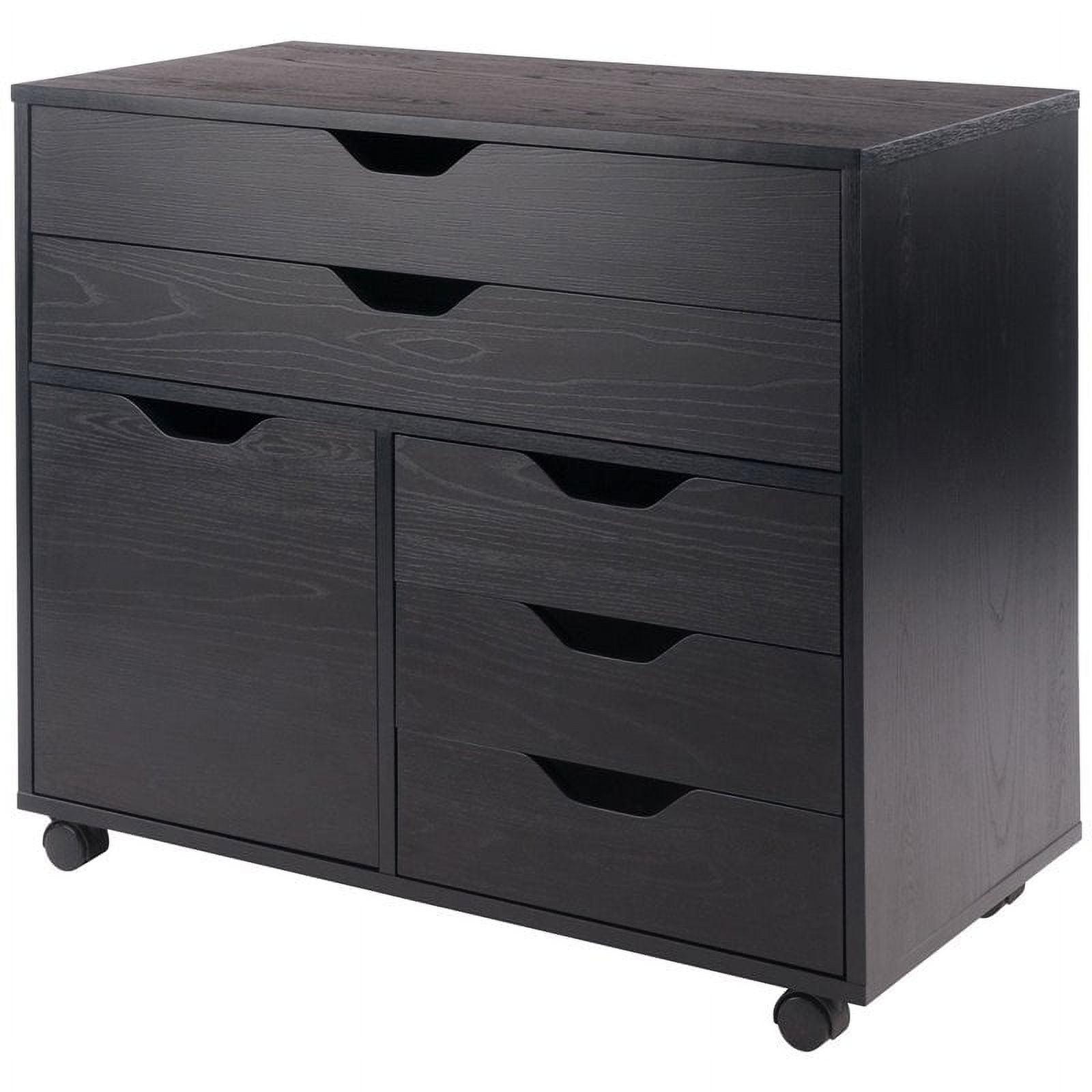 Modern Halifax 5-Drawer Mobile Storage Cabinet in Black