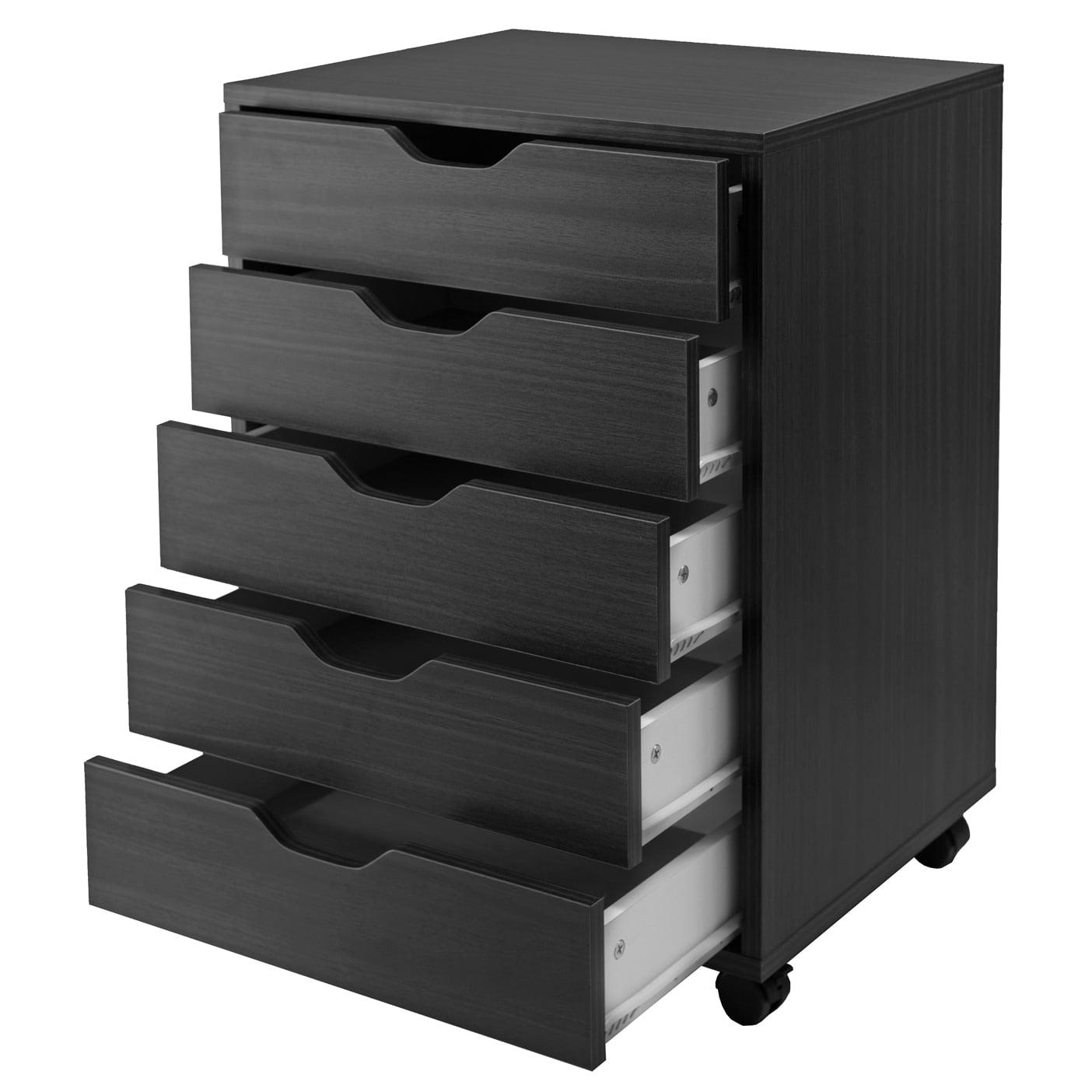 Mobile 5-Drawer Vertical Lockable Cabinet in Sleek White