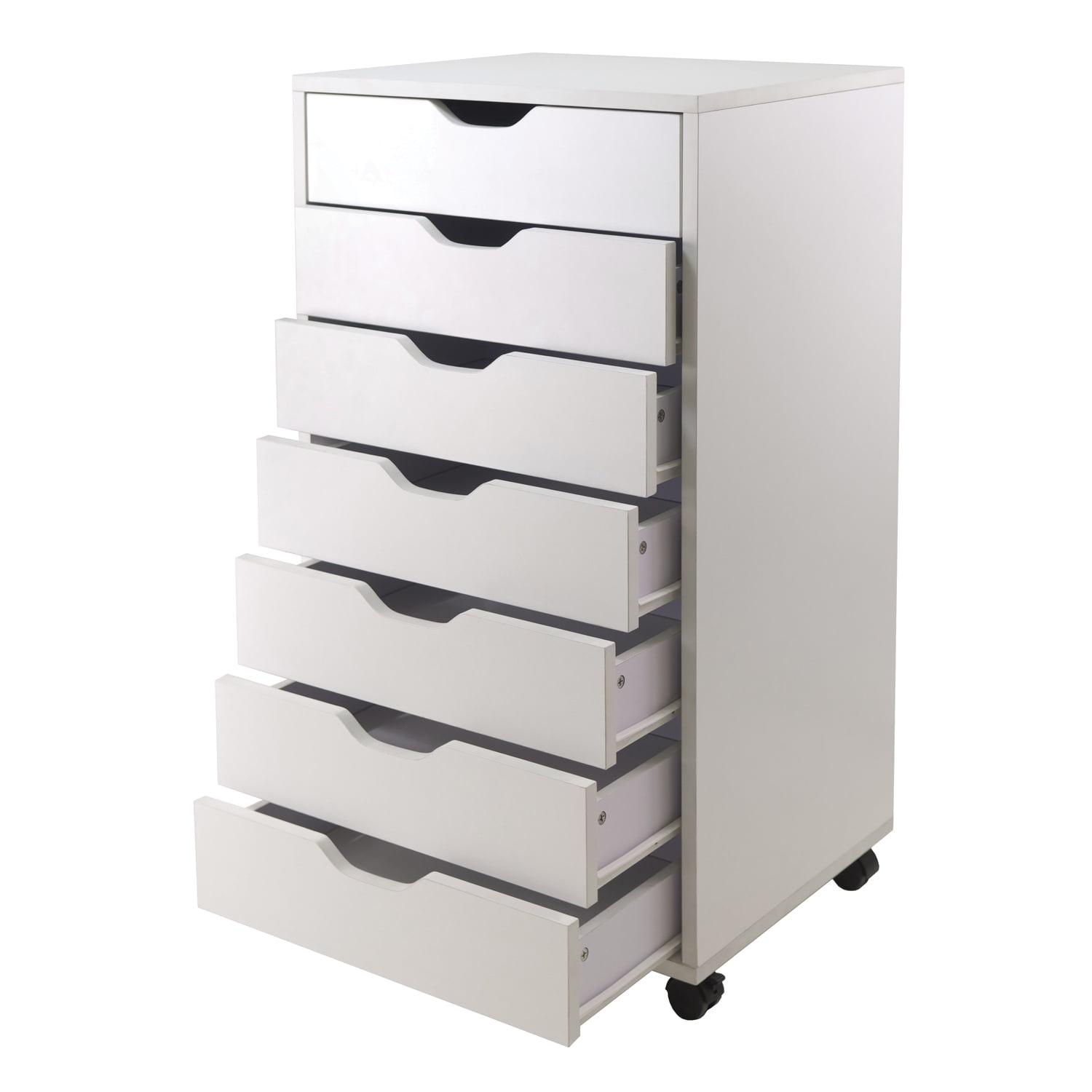 Winsome White Freestanding 7-Drawer Office Cabinet with Casters