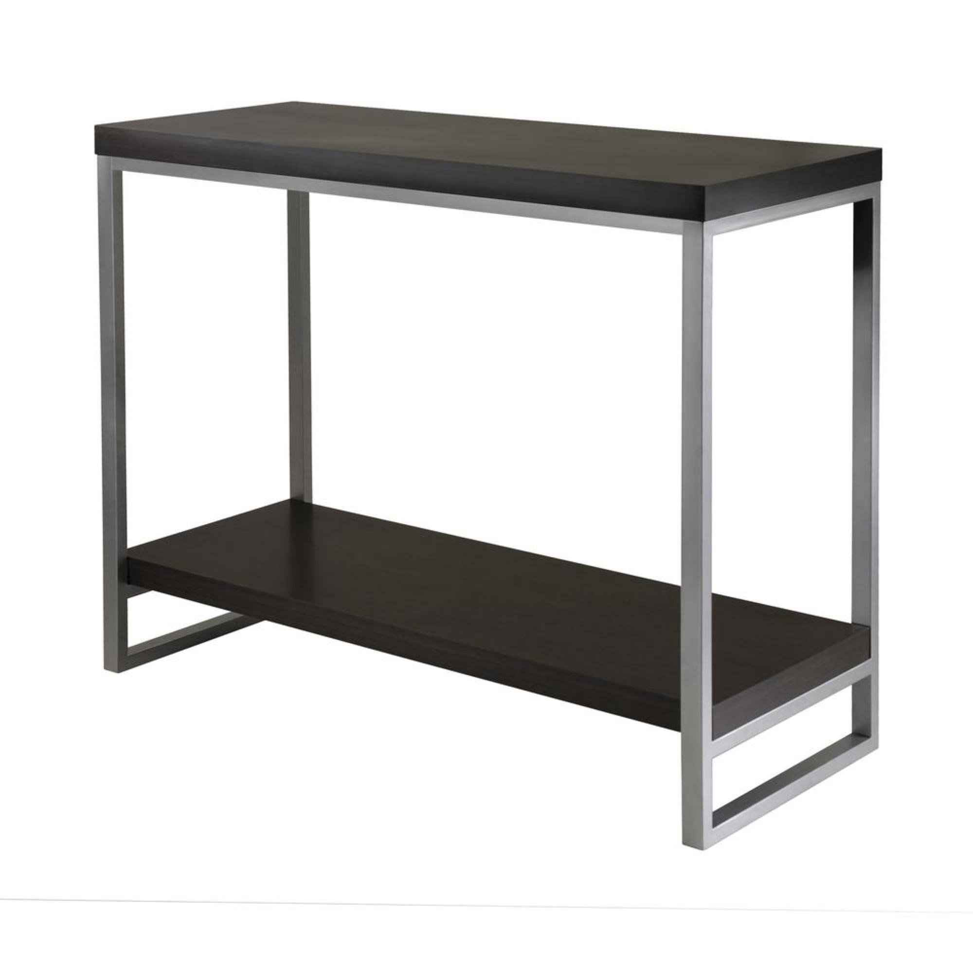 Jared Console Table, Enamel Steel Tube - Dark Espresso - Winsome: Entryway Accent, Bottom Shelf Storage