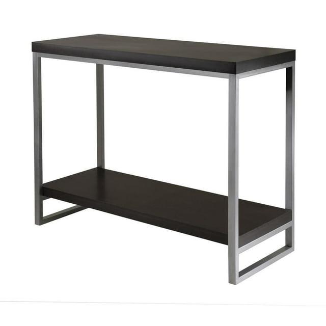 Jared Console Table, Enamel Steel Tube - Dark Espresso - Winsome: Entryway Accent, Bottom Shelf Storage