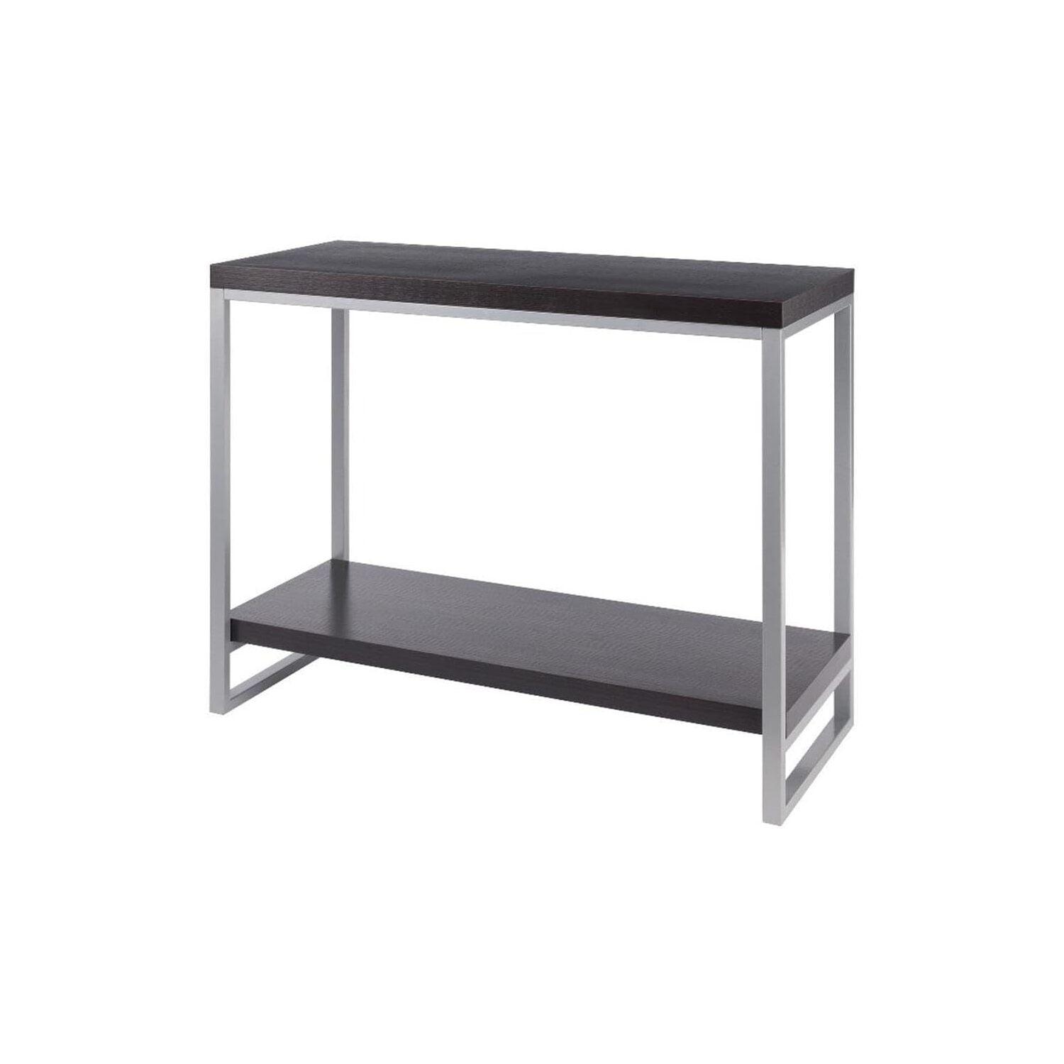 Jared Console Table, Enamel Steel Tube - Dark Espresso - Winsome: Entryway Accent, Bottom Shelf Storage