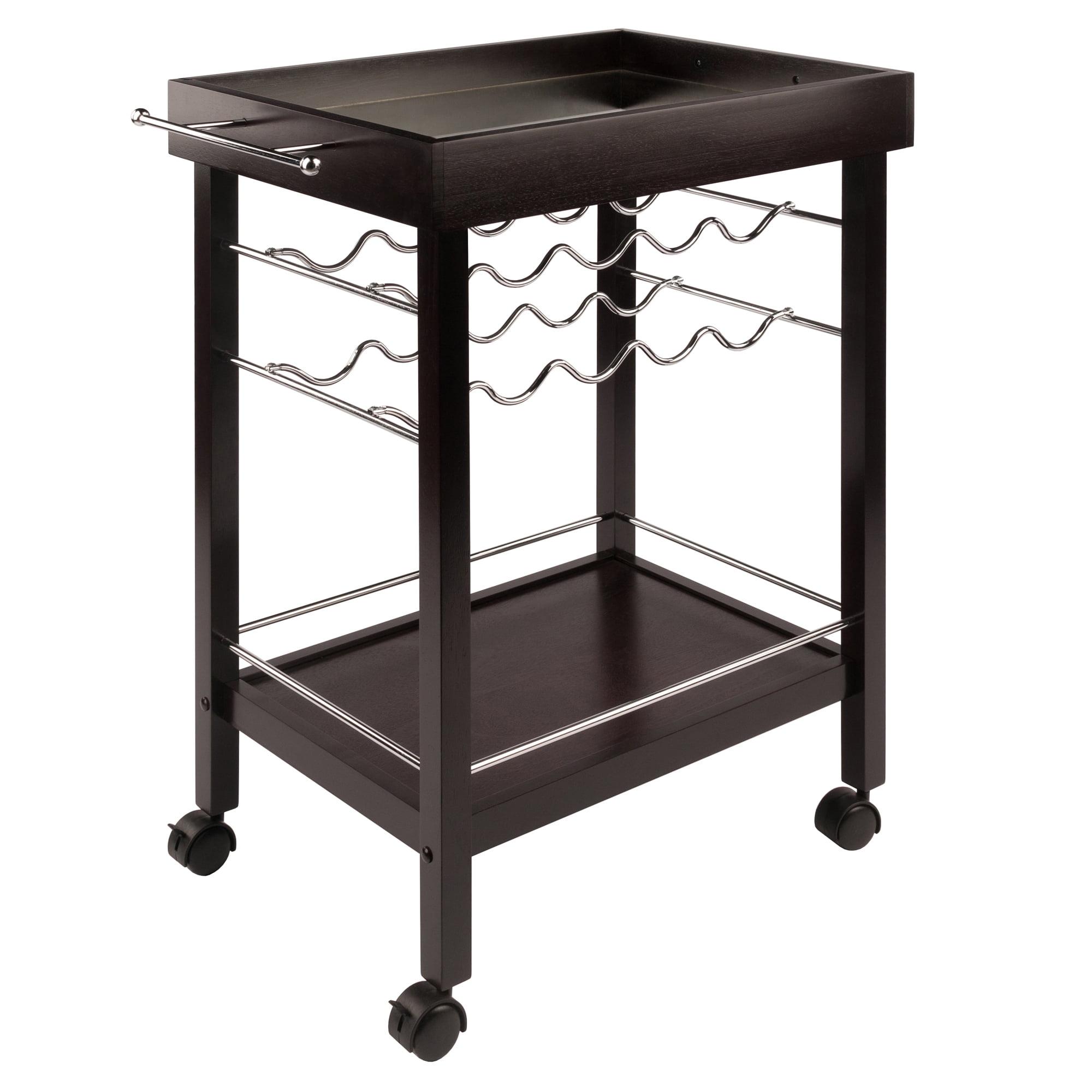 Johnnie Bar Cart Dark Espresso - Winsome: Hardwood Beverage Trolley with Wine Storage, 30 Day Limited Warranty