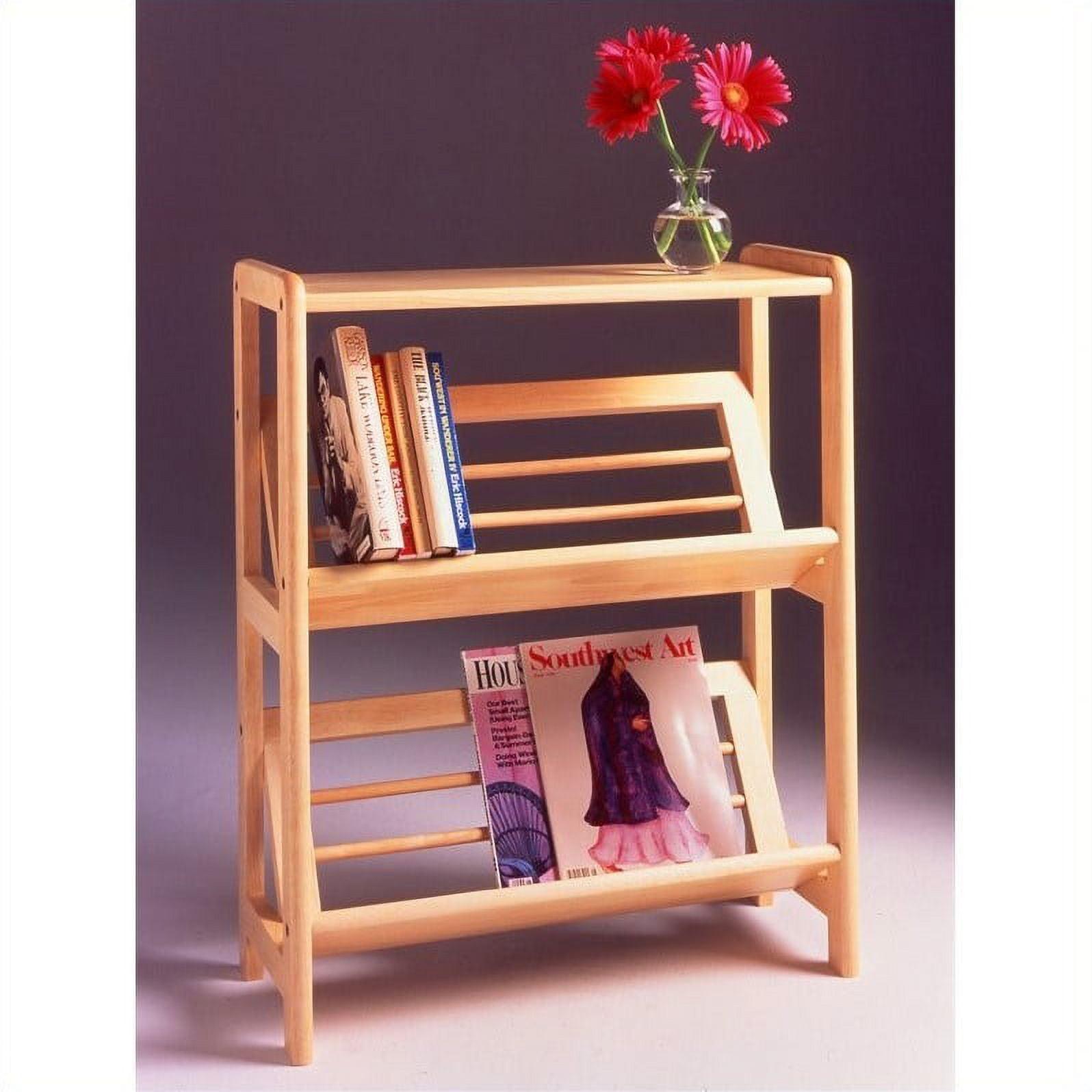 Natural Wood 2-Tier Tilted Bookshelf