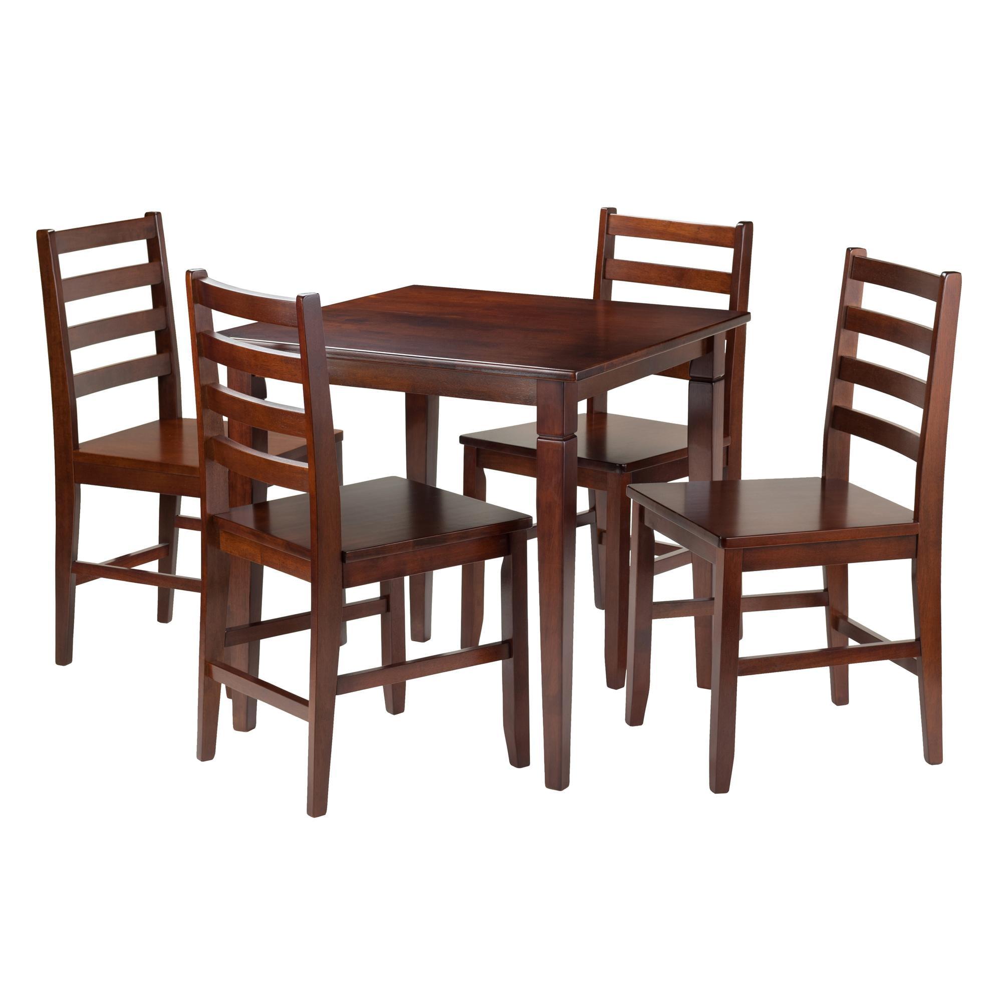 Winsome Wood Kingsgate 5-Pc Dining Set, Table & 4 Ladder Back Chairs, Walnut Finish