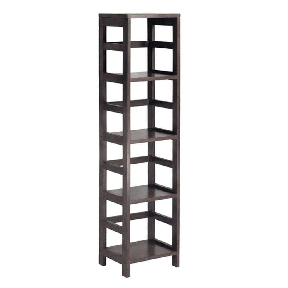 Espresso Medium Wood 4-Section Narrow Open Storage Shelf