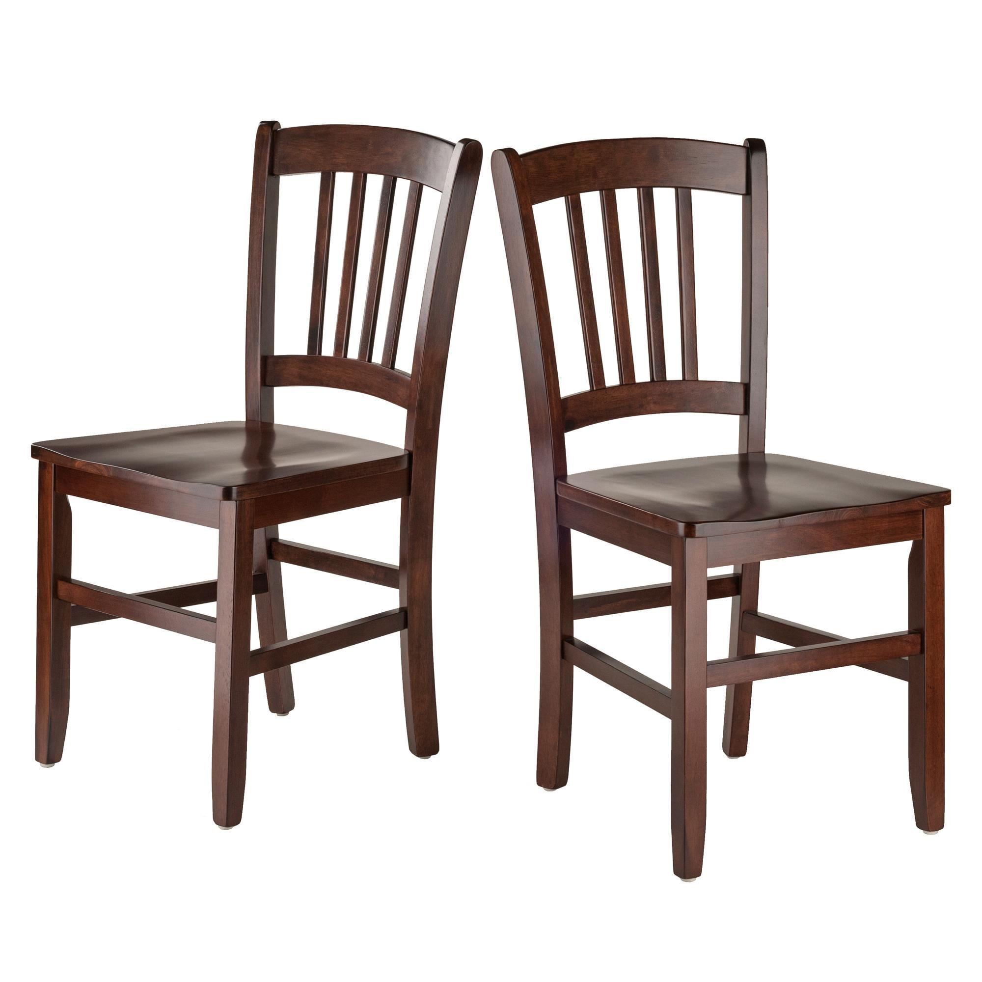 Set of 2 Madison Slat Back Chairs Walnut - Winsome: Hardwood Construction, Contoured Seat, 220lb Capacity