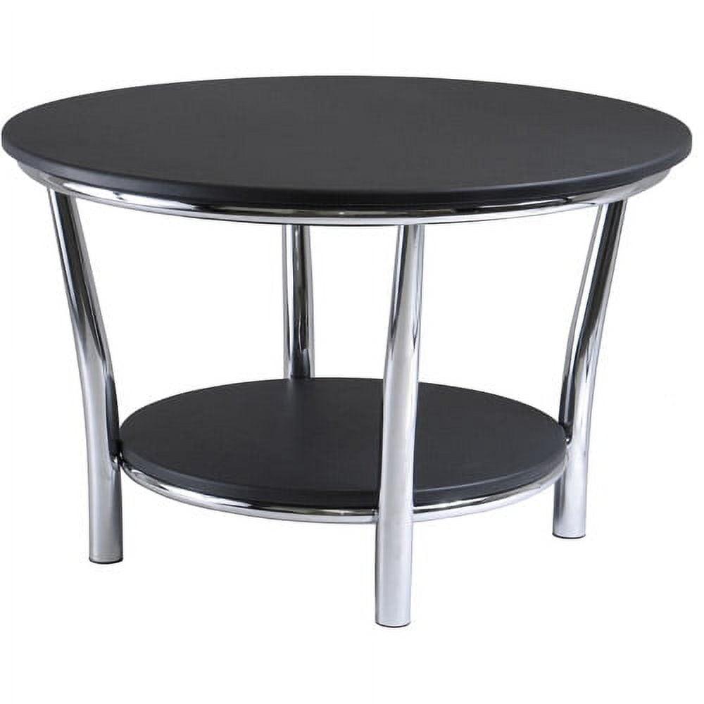 Contemporary Maya 29'' Black Round Coffee Table with Metal Legs