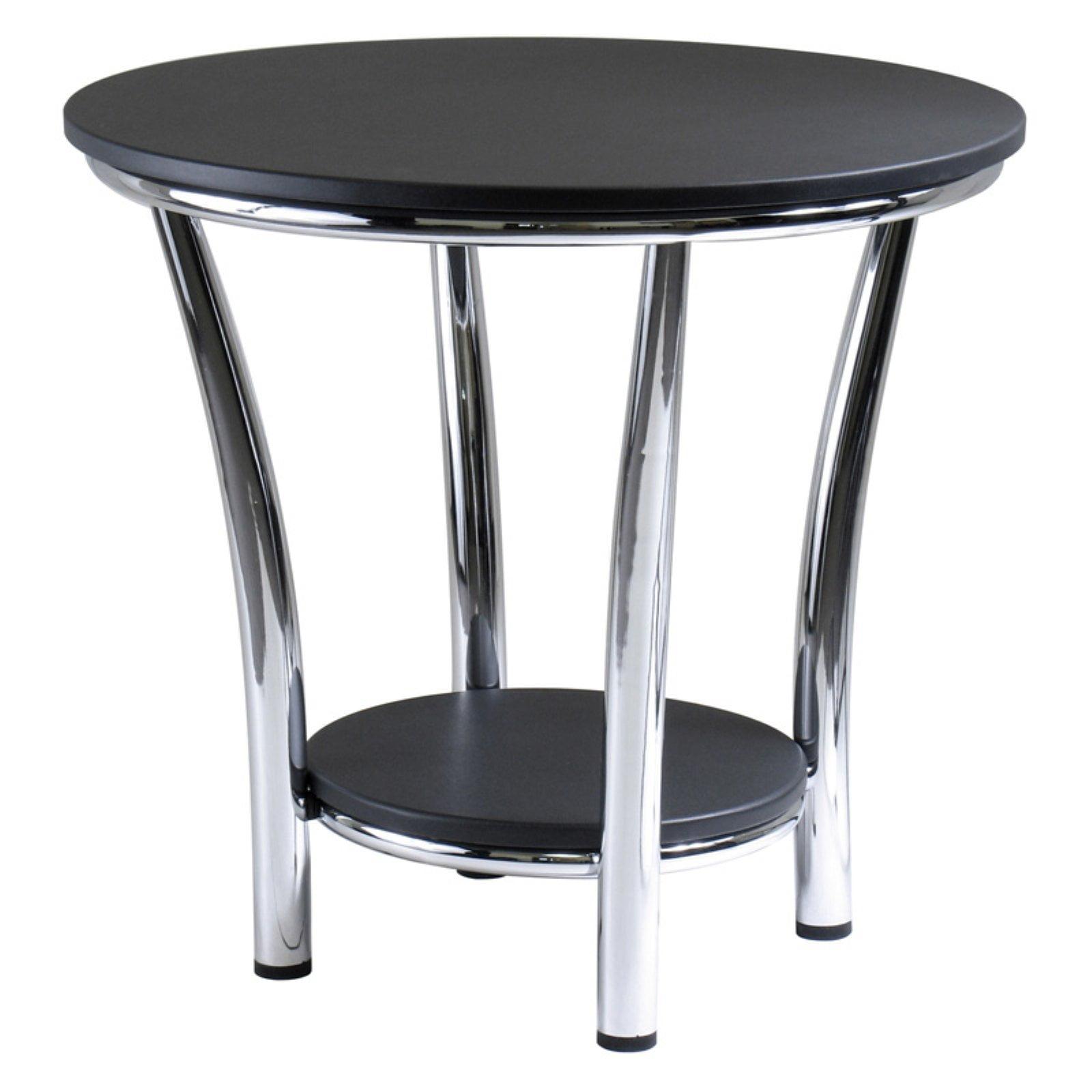 Maya Round End Table: 22" High, Storage Shelf, Modern Accent Furniture - Winsome