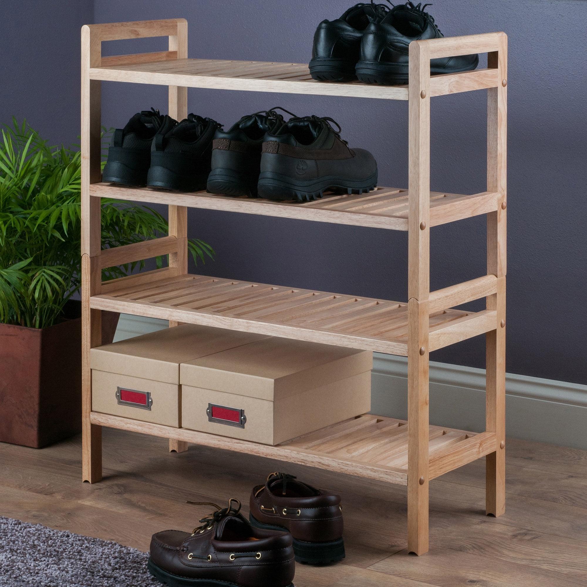 2pc Mercury Stackable Shoe Rack Set Natural - Winsome: Hardwood Organizer for Closet & Entryway