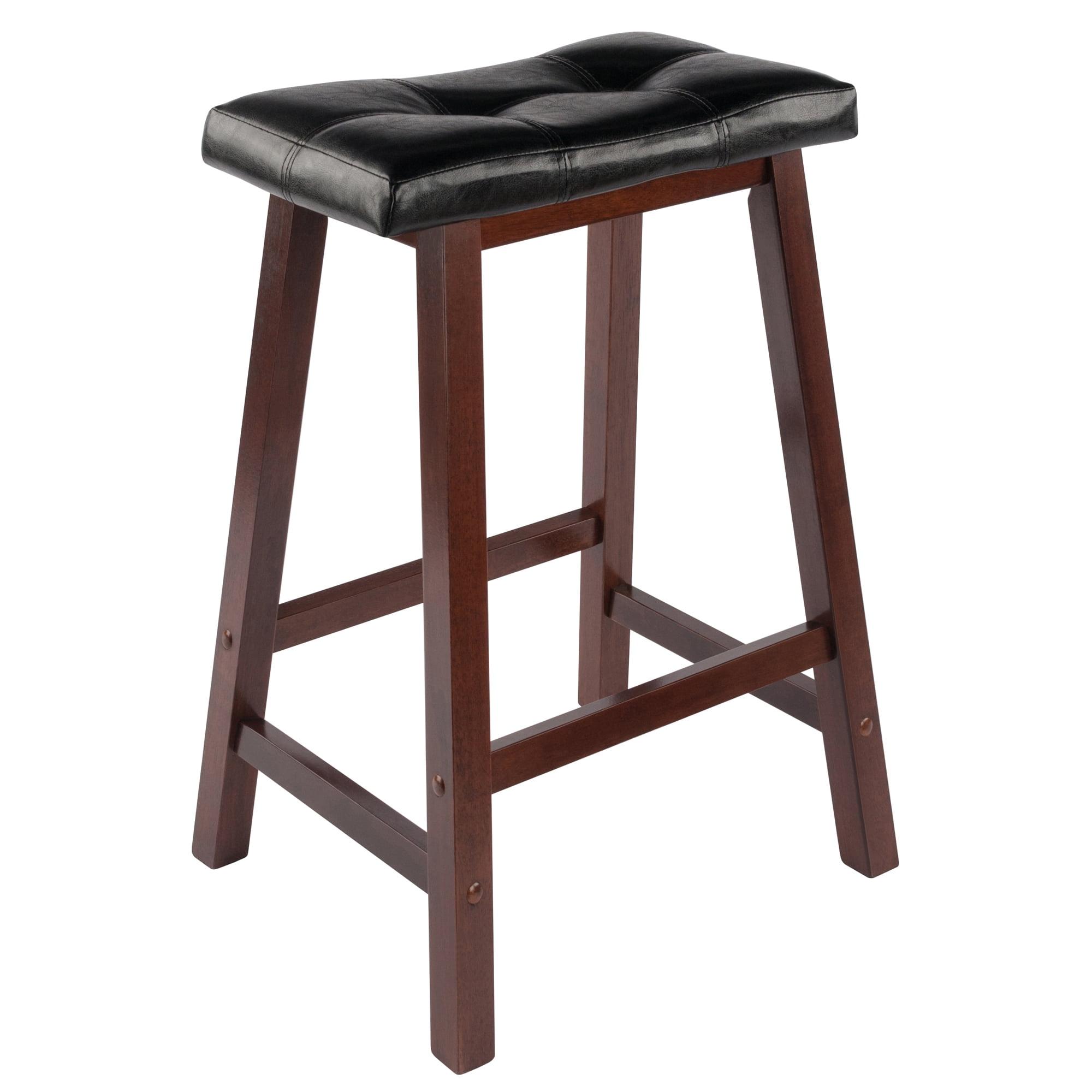 Winsome Mona Cushion Saddle Seat 24.84" Counter Height Barstool Hardwood/Toasted Walnut: Faux Leather, Wood Legs