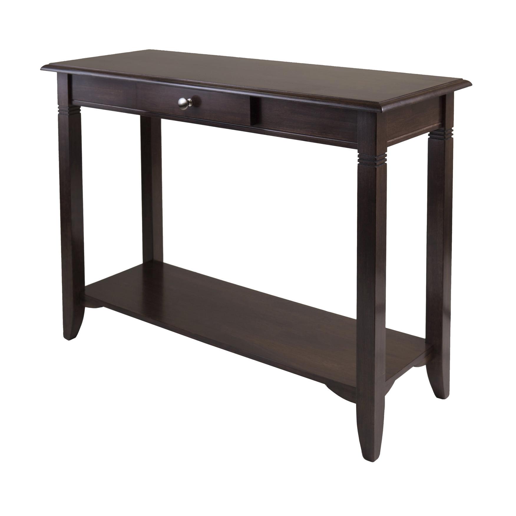 Winsome Nolan Console Table with Drawer Cappuccino: Elegant Entryway Table, Sofa Table with Shelf, Wood Composite