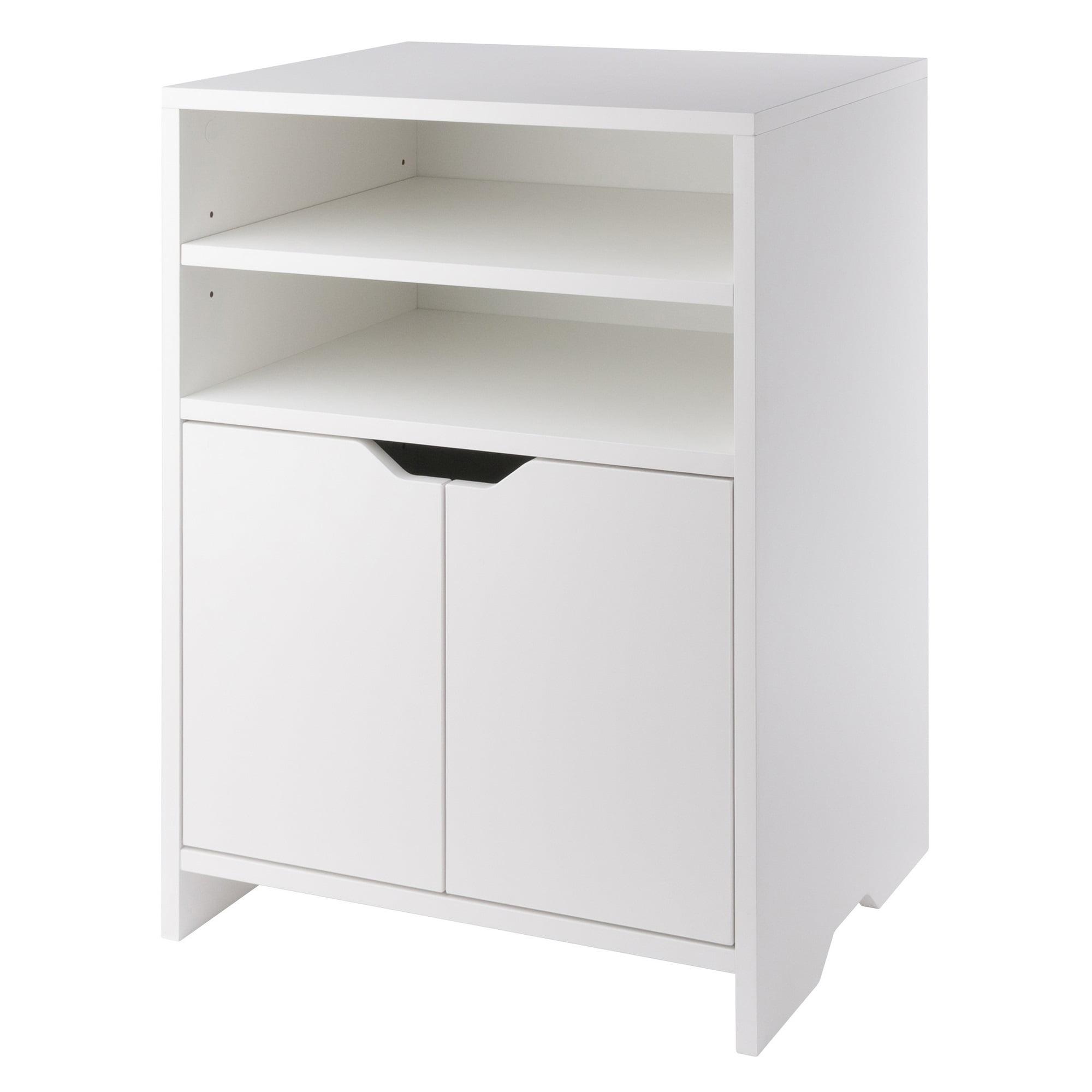 White Freestanding Office Storage Cabinet with Adjustable Shelving