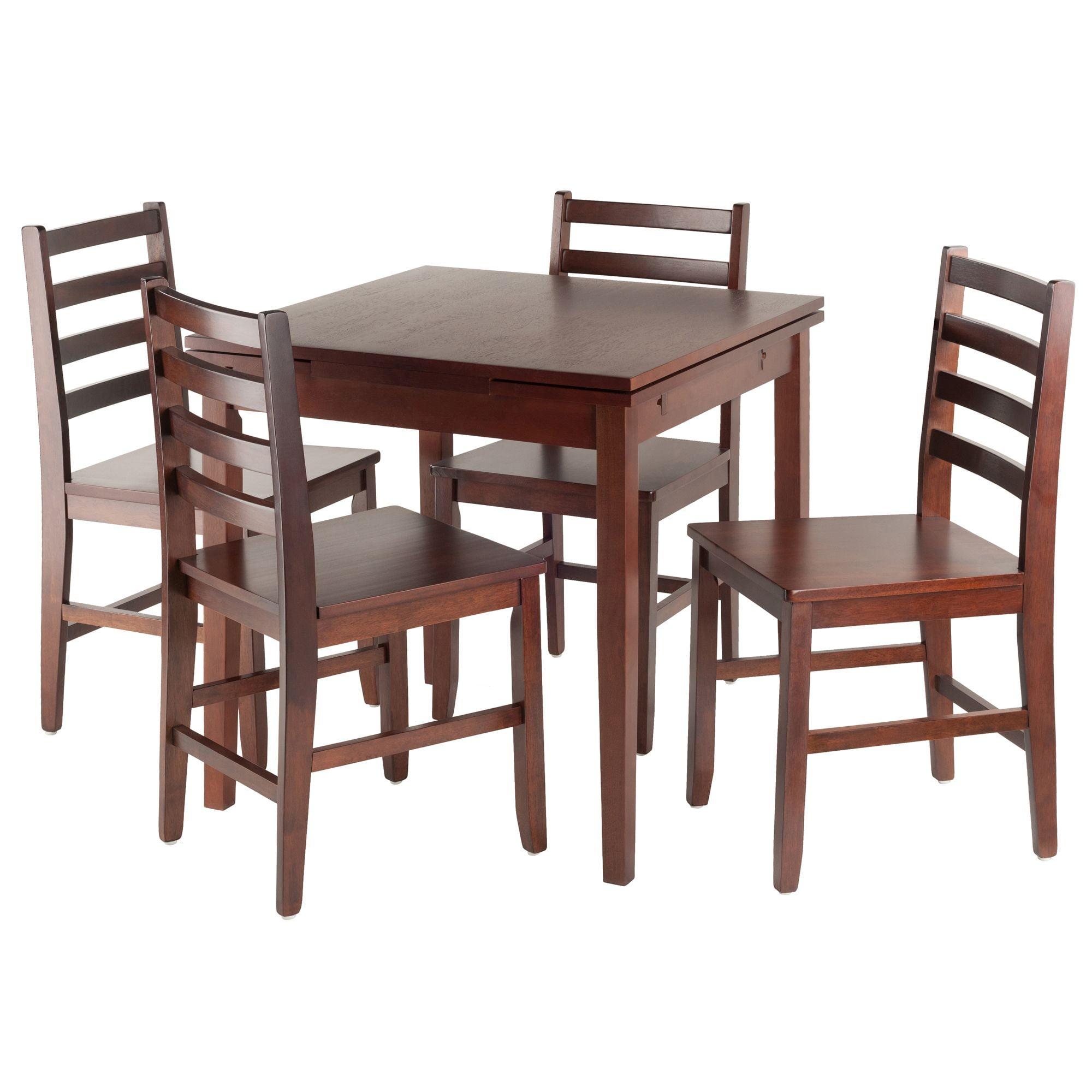 Winsome Wood Kingsgate 5-Pc Dining Set, Table & 4 Ladder Back Chairs, Walnut Finish