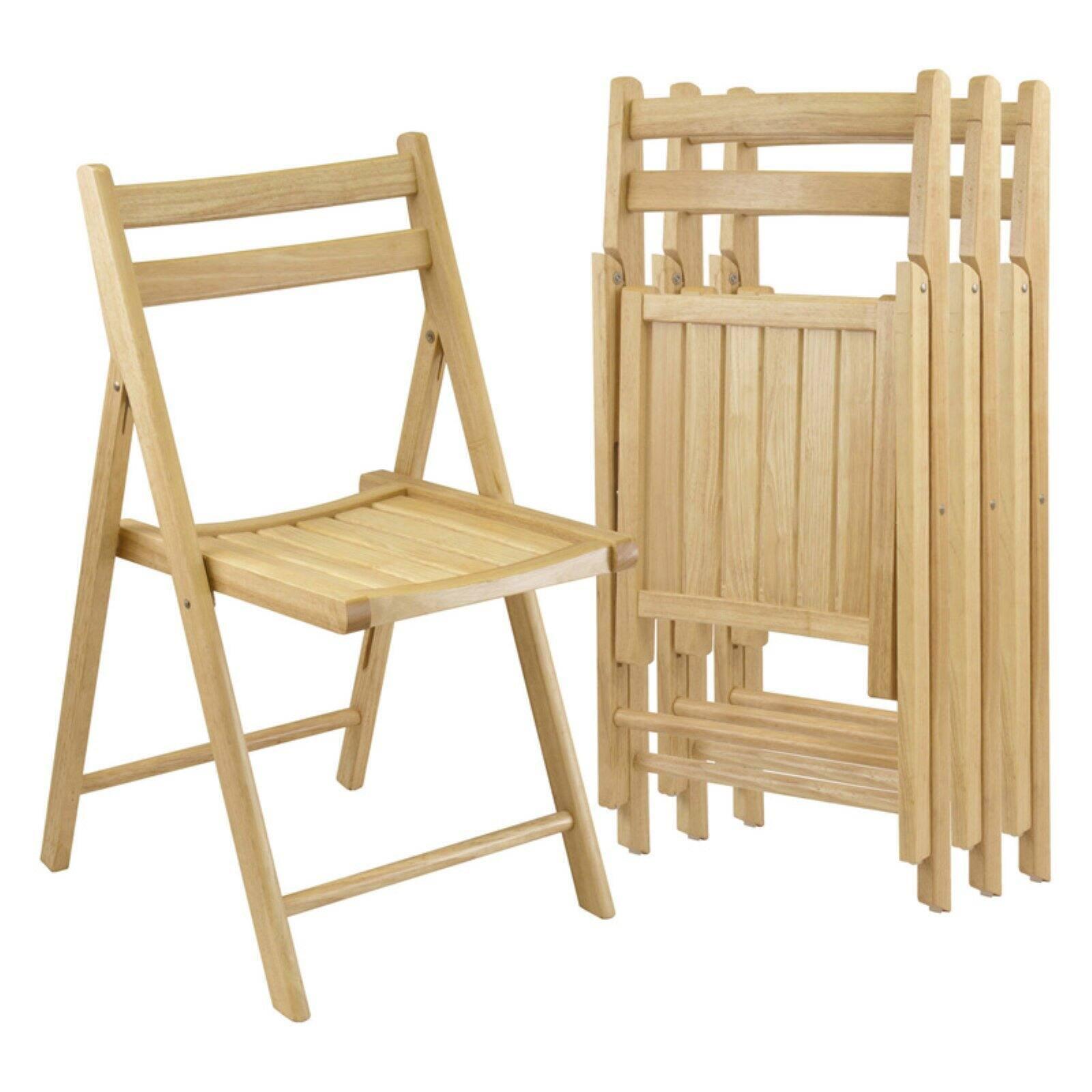 4pc Folding Chairs - Winsome: Hardwood Frame, No Assembly, Spot Clean, Max Weight 175lbs