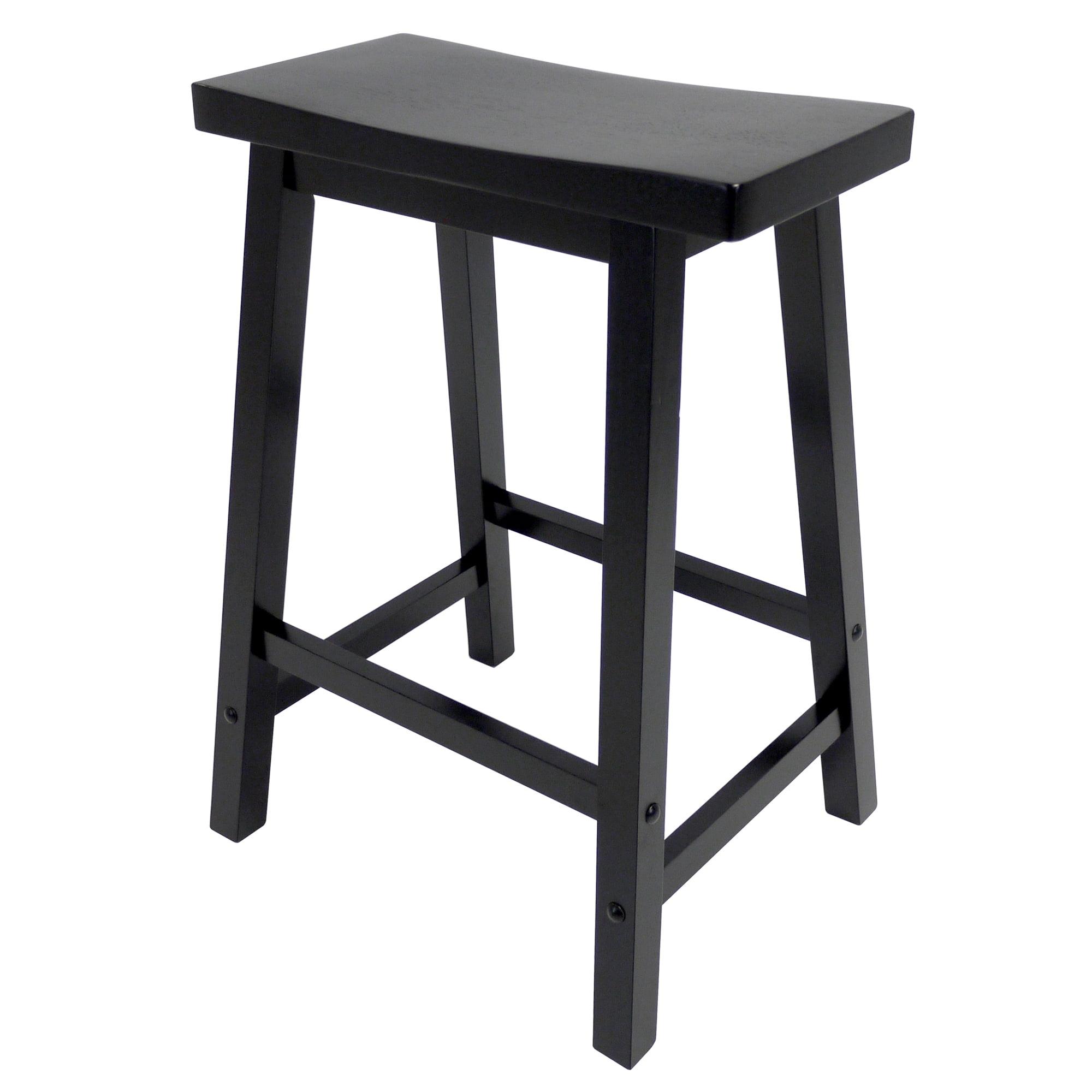 Winsome Traditional Black Wood 24" Saddle Seat Counter Stool