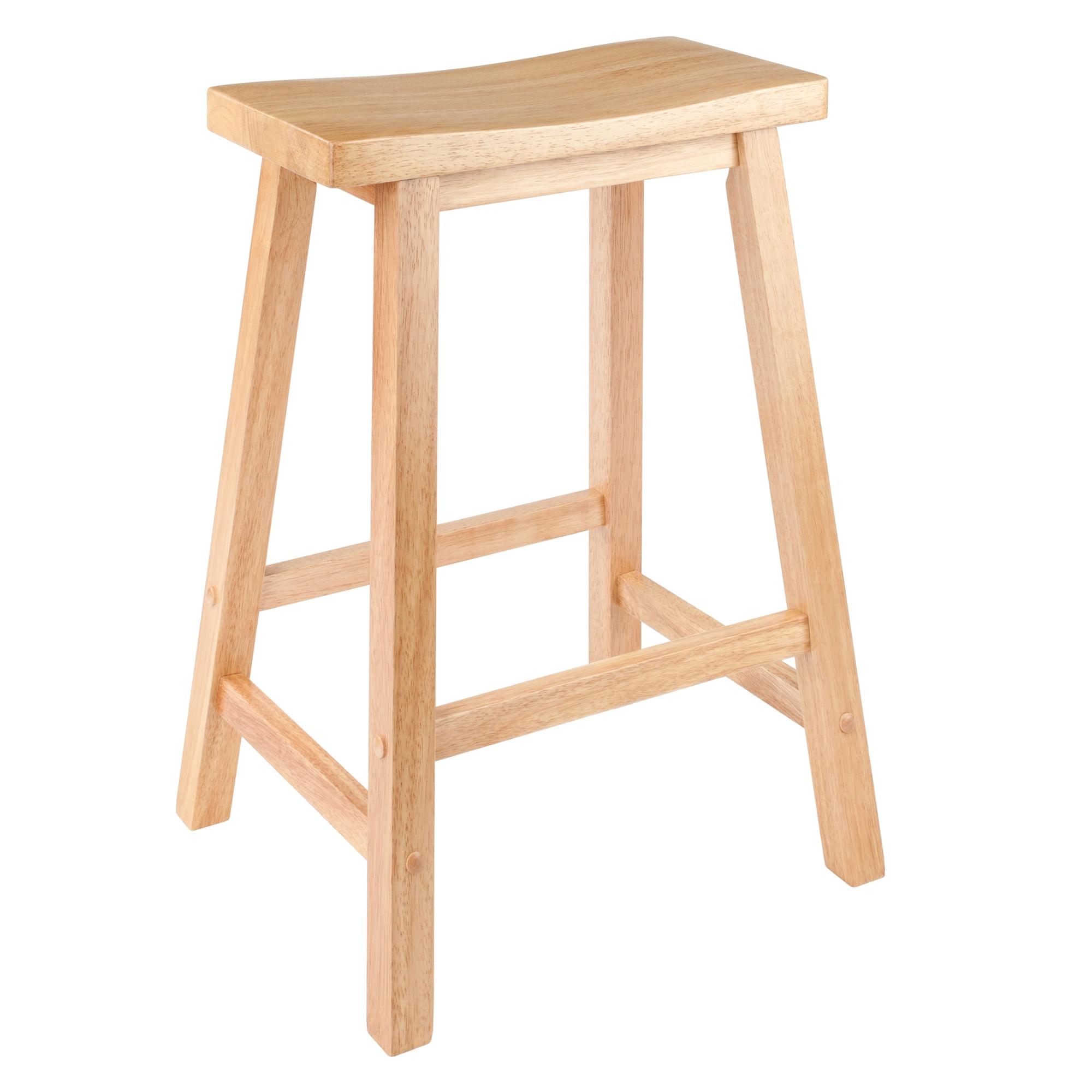 Natural Beech Wood 24" Backless Saddle Style Counter Stool