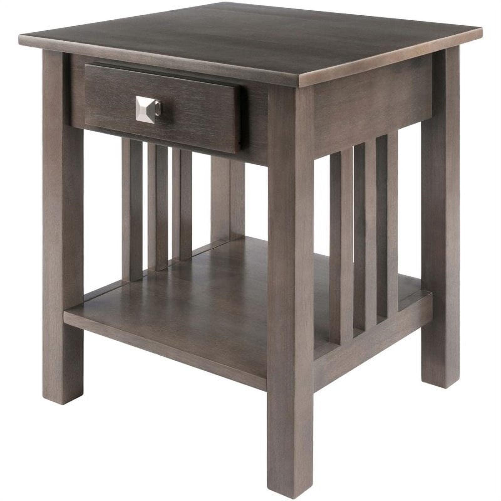 Transitional Stafford Oyster Gray Wood End Table with Storage