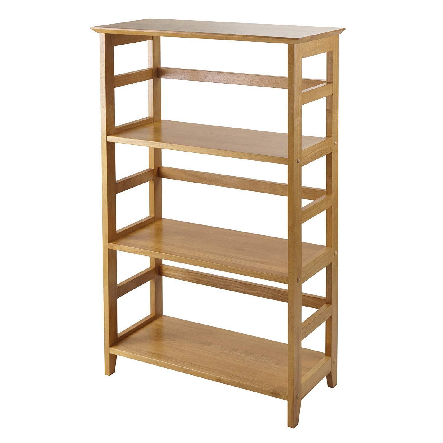 Winsome 42" Studio Bookshelf 3 Tier Honey Brown: Wood Composite, Metal Hardware, Fixed Shelves