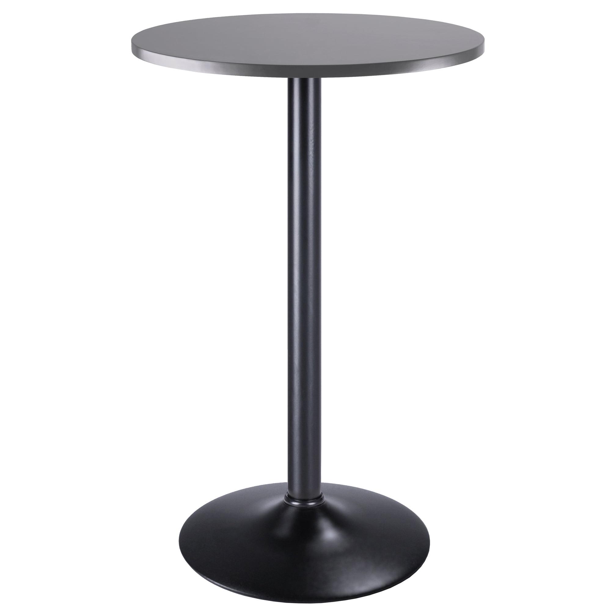 Slate Gray and Black Round Counter Height Pub Table