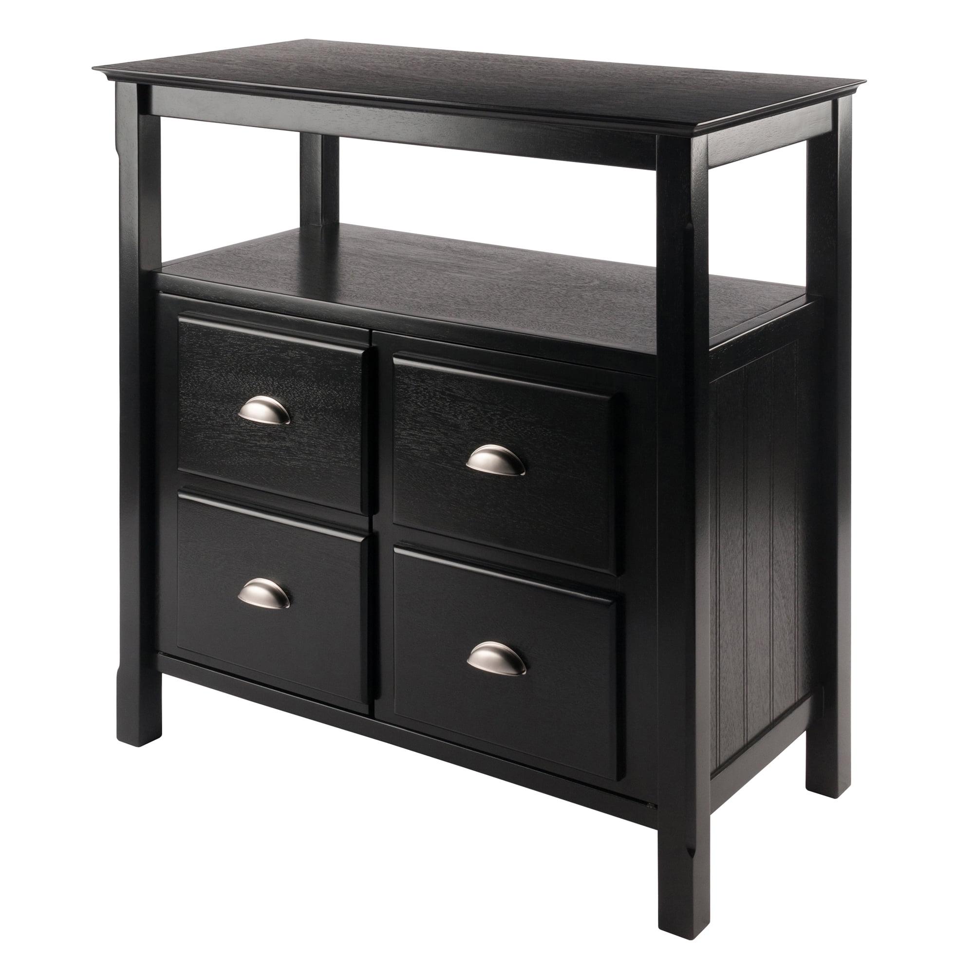 Winsome Timber 36" Transitional Buffet Cabinet in Matte Black