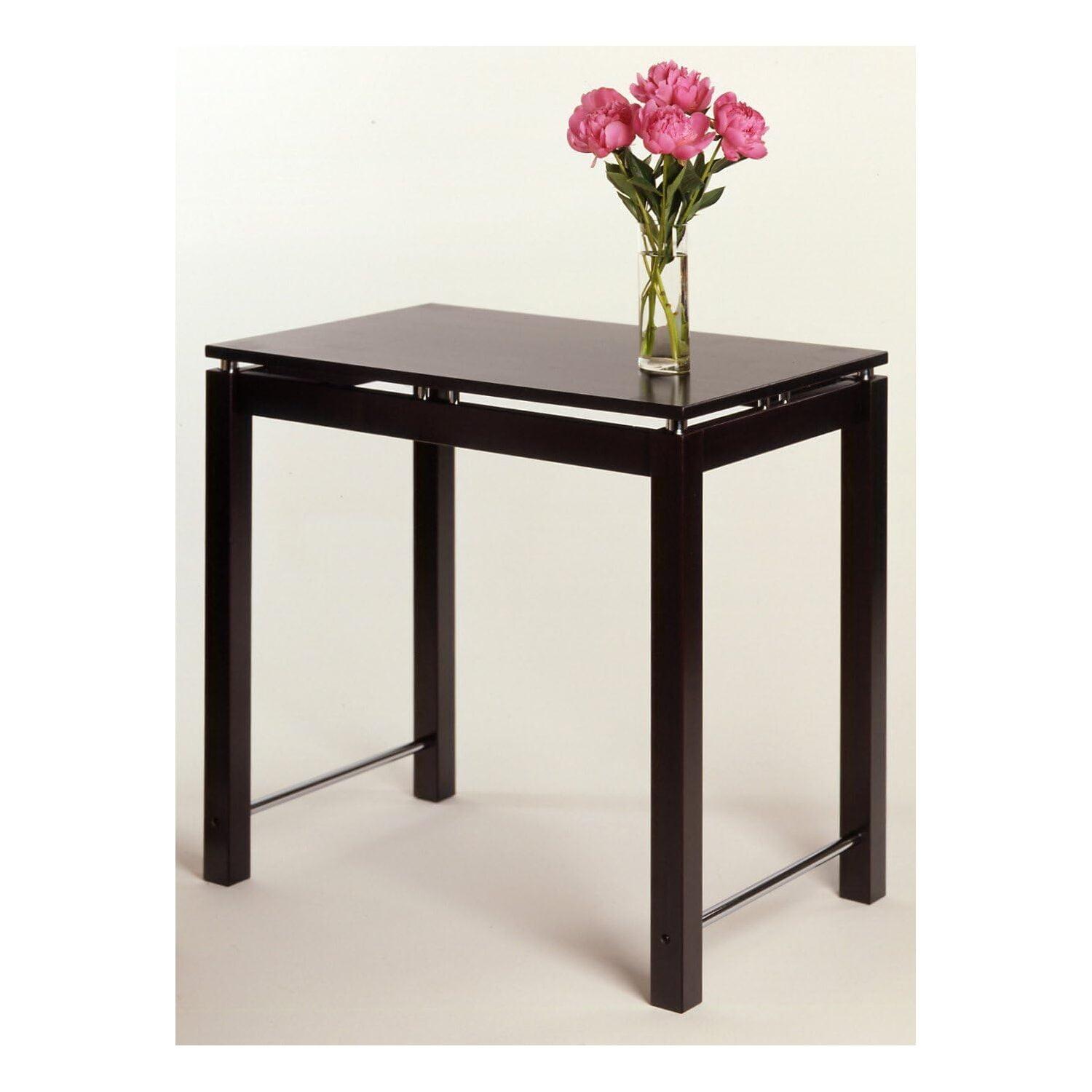 Timer Coffee Table, Drawers and Shelf - Black - Winsome: Solid Wood, Chrome Handle Accents