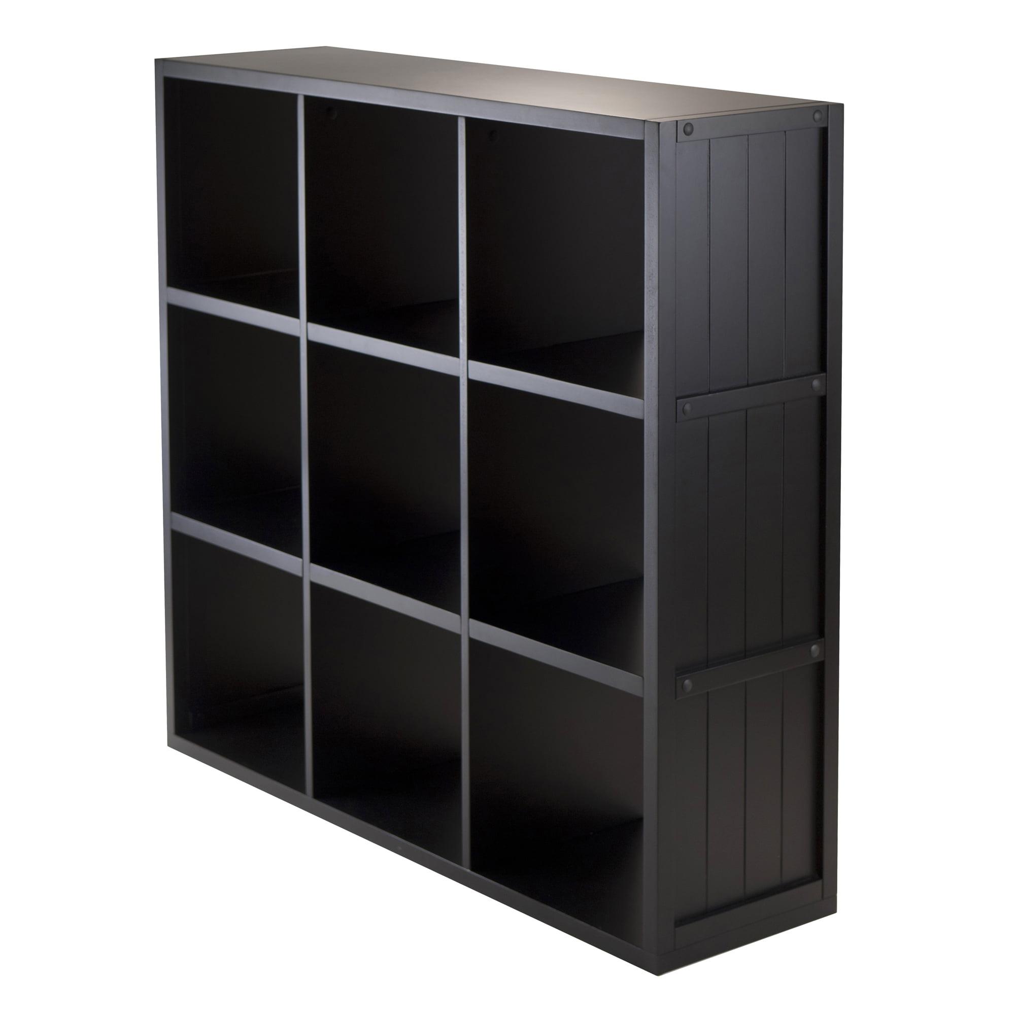 Transitional Black Composite Wood 9-Cube Organizer