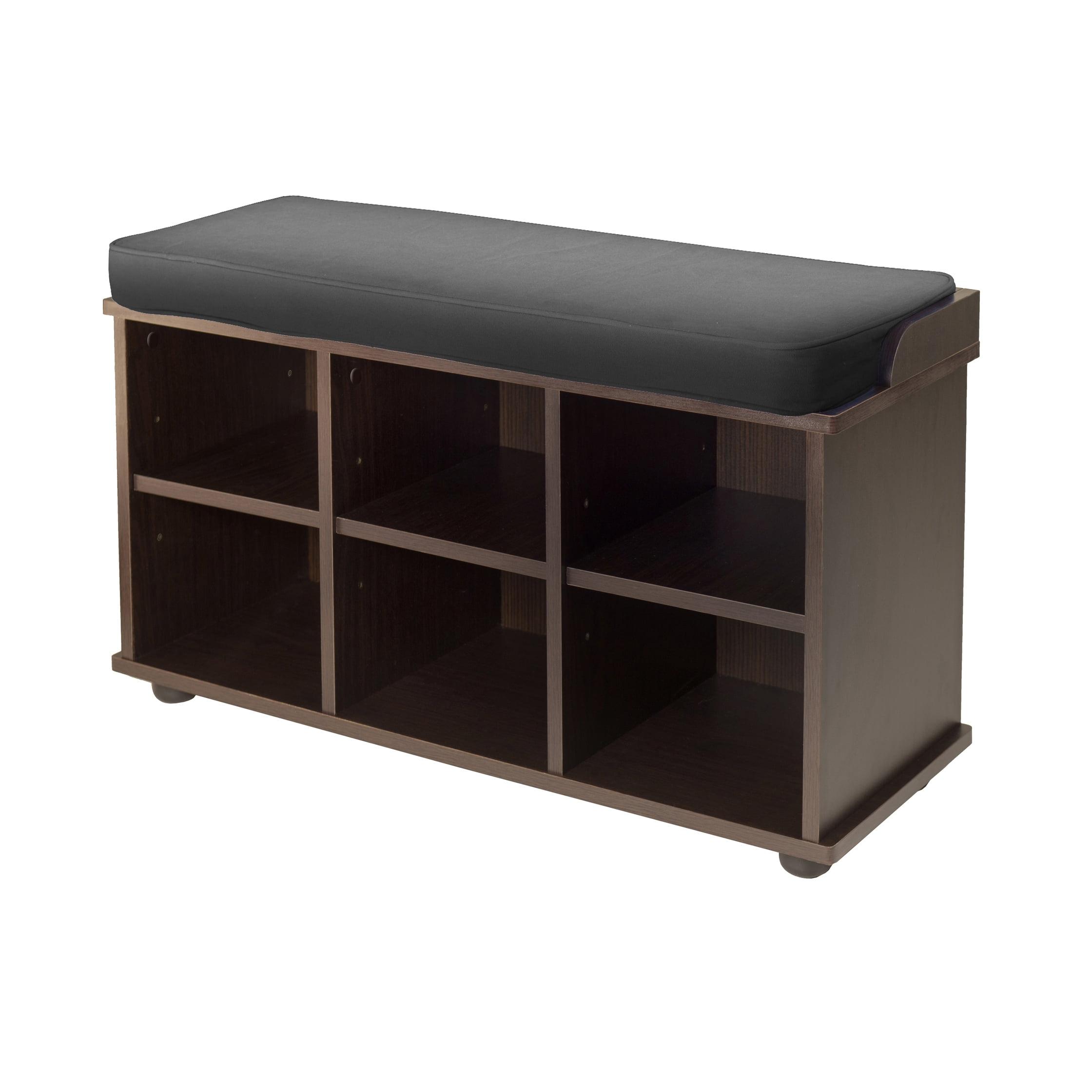 Transitional Townsend Espresso Storage Bench with Cushioned Seat