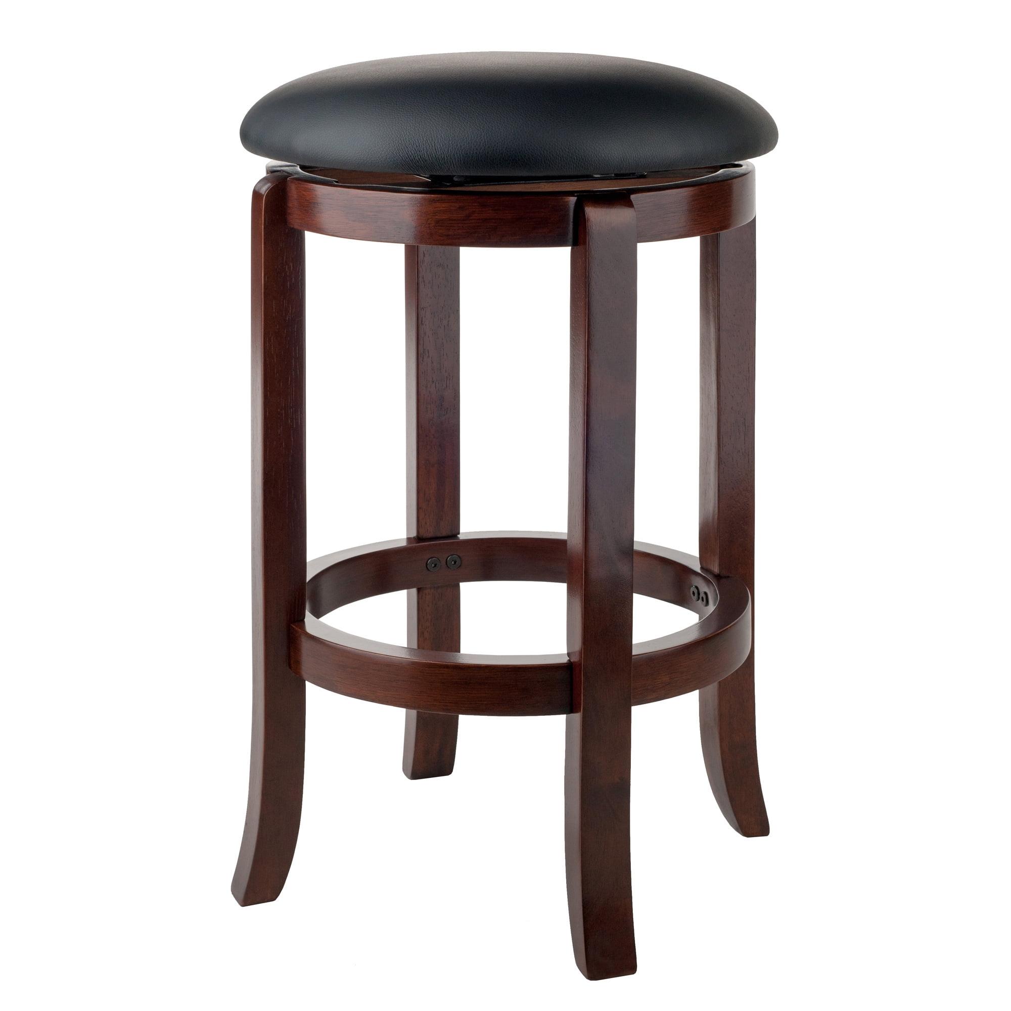 24" Walcott Swivel Counter Height Barstool Walnut - Winsome: Round, Wood Frame, Fixed Height