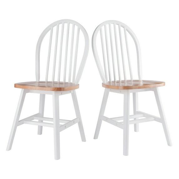 Winsome 2pc Windsor Chair Set Natural/White : Wood Frame, Spot Clean, Transitional Style, No Tools Assembly