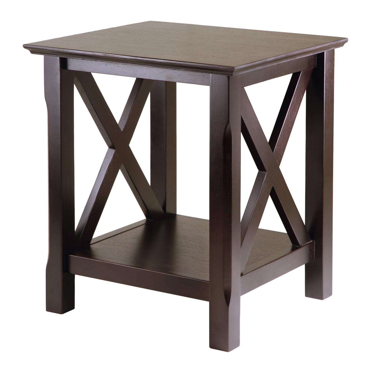 Cappuccino Wood Composite Rectangular End Table with Shelves