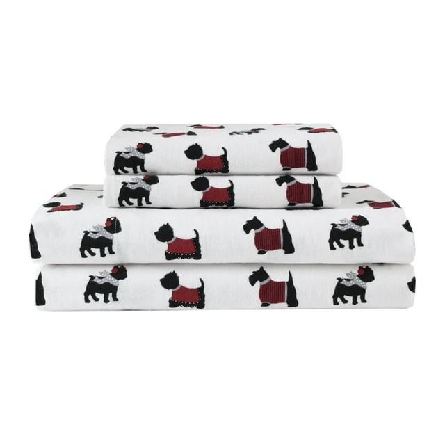 Winter Nights Cotton Flannel Sheet Set, King, Warm Doggies