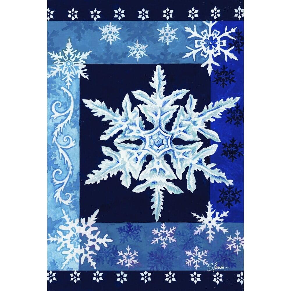 Blue Winter Snowflakes Christmas Garden Flag 12" x 18"