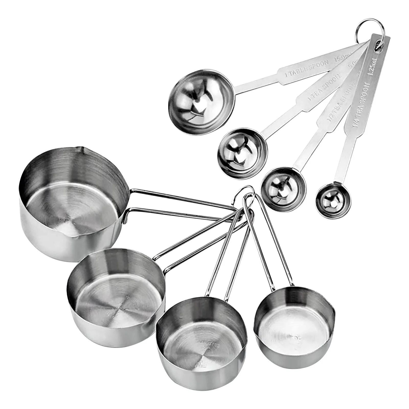 Winysin Stackable 8 Pc Stainless Steel Measuring Cup And Spoon Set,Stainless Steel Measuring Cups And Spoons Combo Set Measuring Cups Stainless Steel