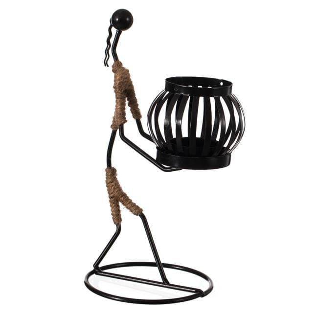 Fabulaxe Wire Figure Candle Holder Decorative Modern Tea Light Lantern Tabletop Centerpiece Candle Stand, Front Carry
