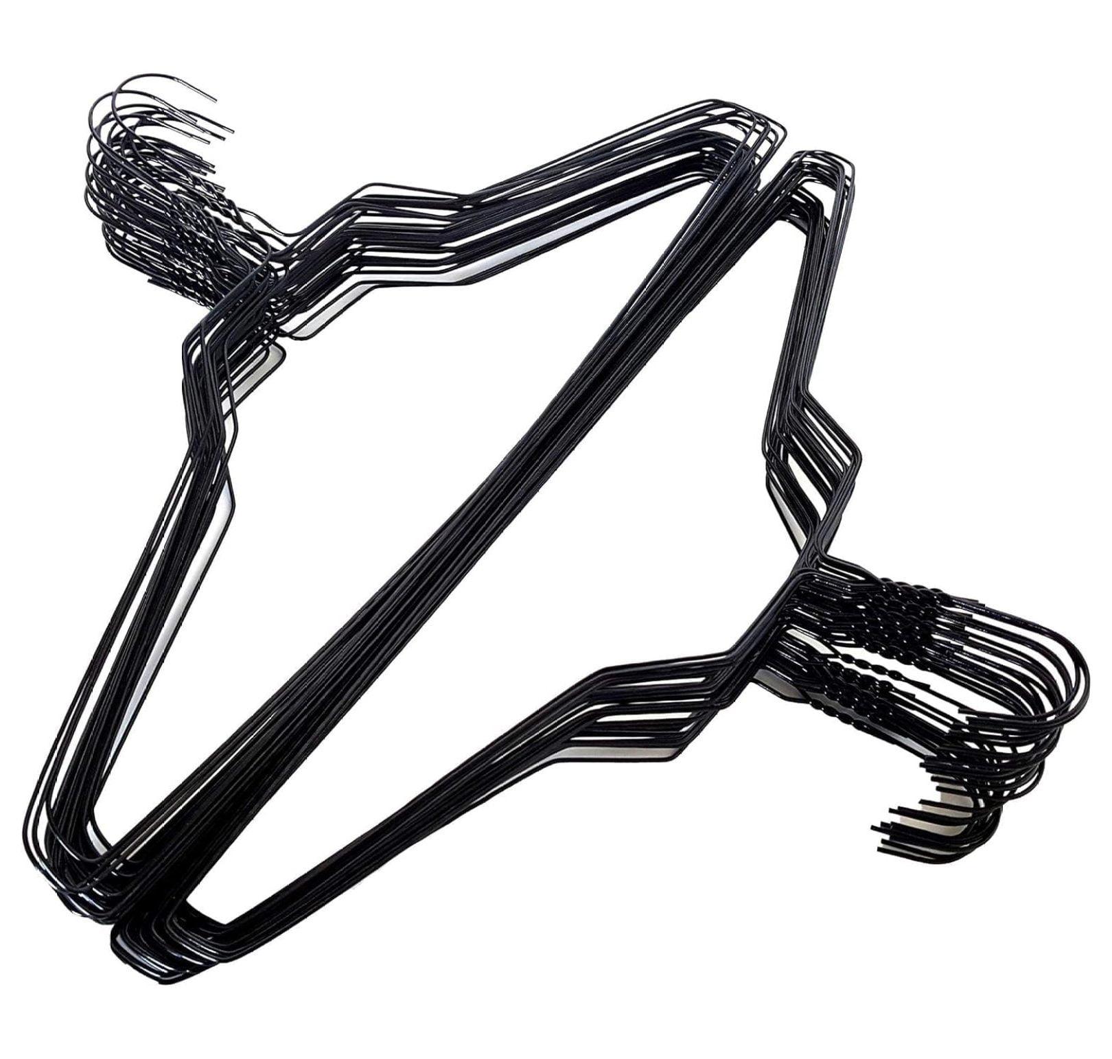 18" Black Wire Standard Clothes Hangers, Set of 50