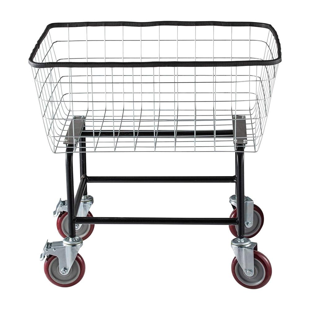 Wire Laundry Cart, 2.5 Bushel Wire Laundry Basket with Wheels, 21''x27''x27.5'' Commercial Wire Laundry Basket Cart, Steel Frame with Chrome Finish, 4inch Casters, Wire Basket Cart For Laundry