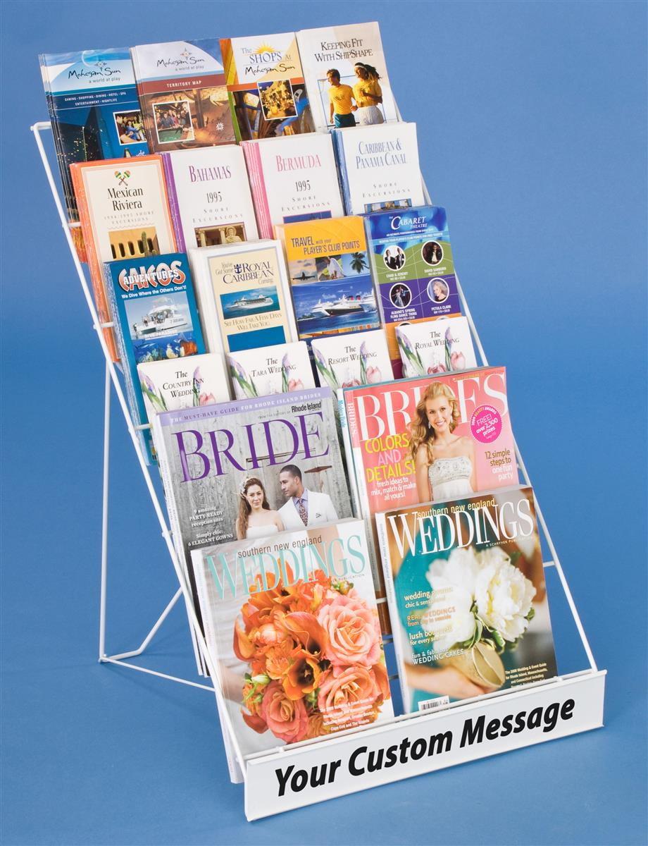 White Metal Freestanding 6-Tier Magazine Rack