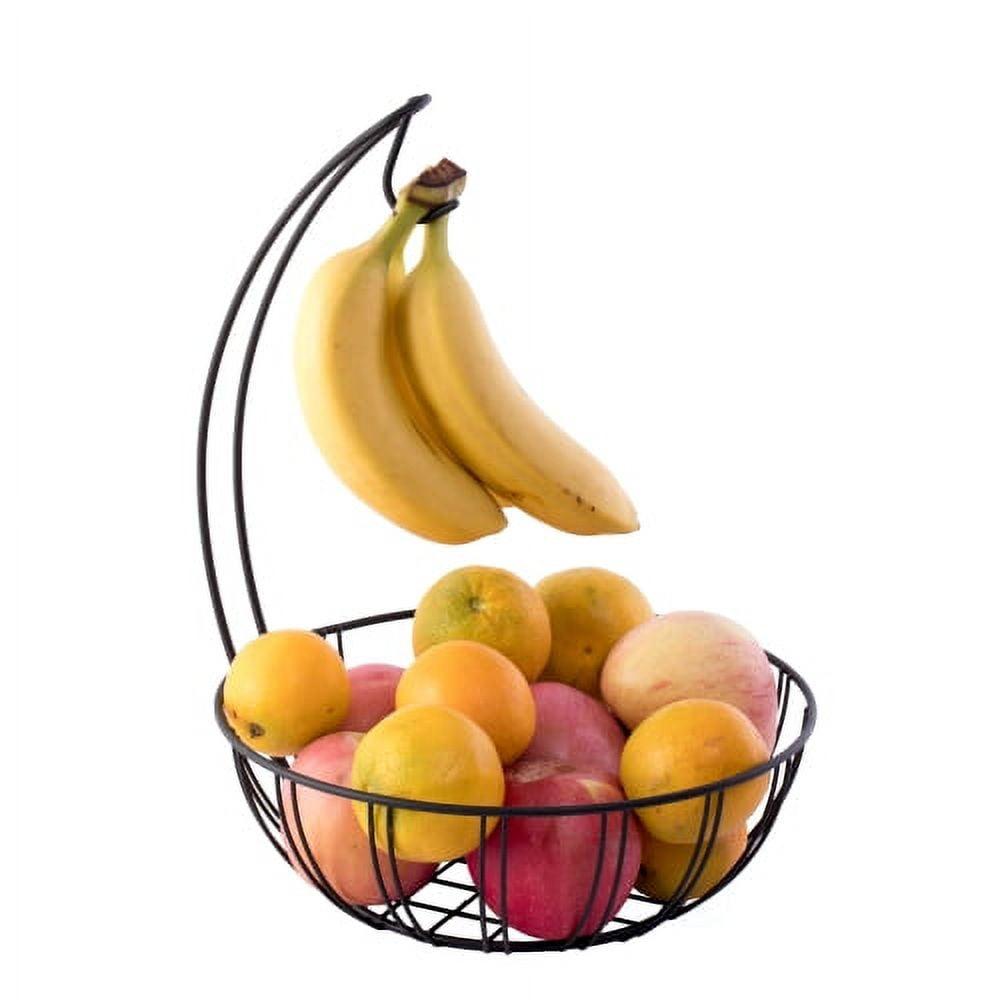 Round Black Metal Fruit Basket with Banana Hanger