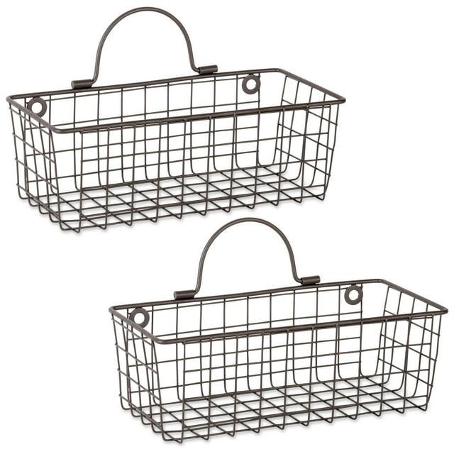 Asst Rustic Bronze Wire Wall Basket Set/2