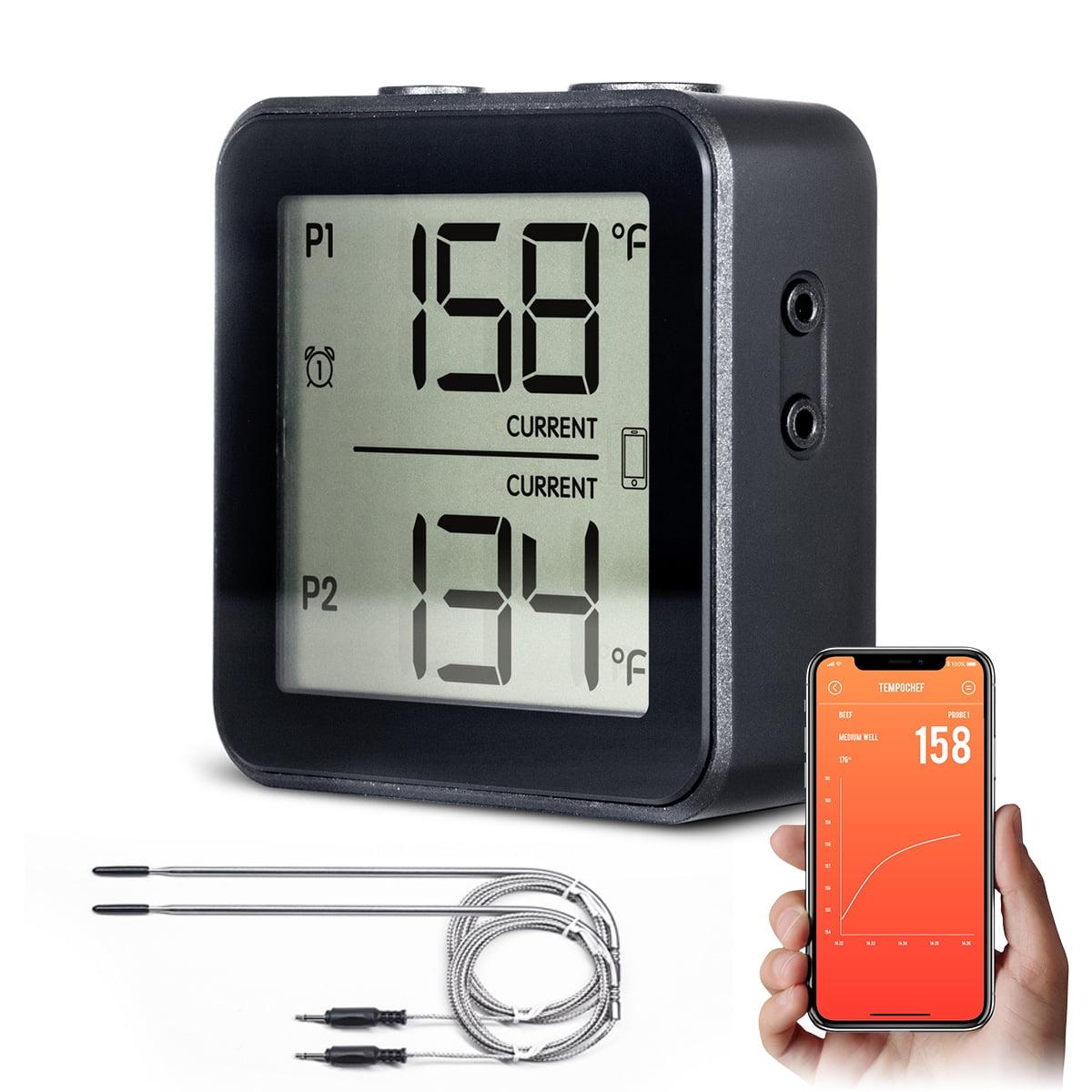 Wireless Bluetooth Dual Probe Meat Thermometer with Orange Backlight