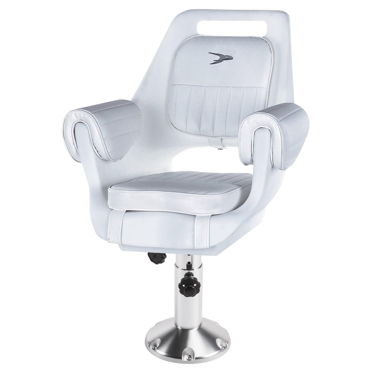 Deluxe White Marine Grade Vinyl Pilot Chair with Adjustable Pedestal